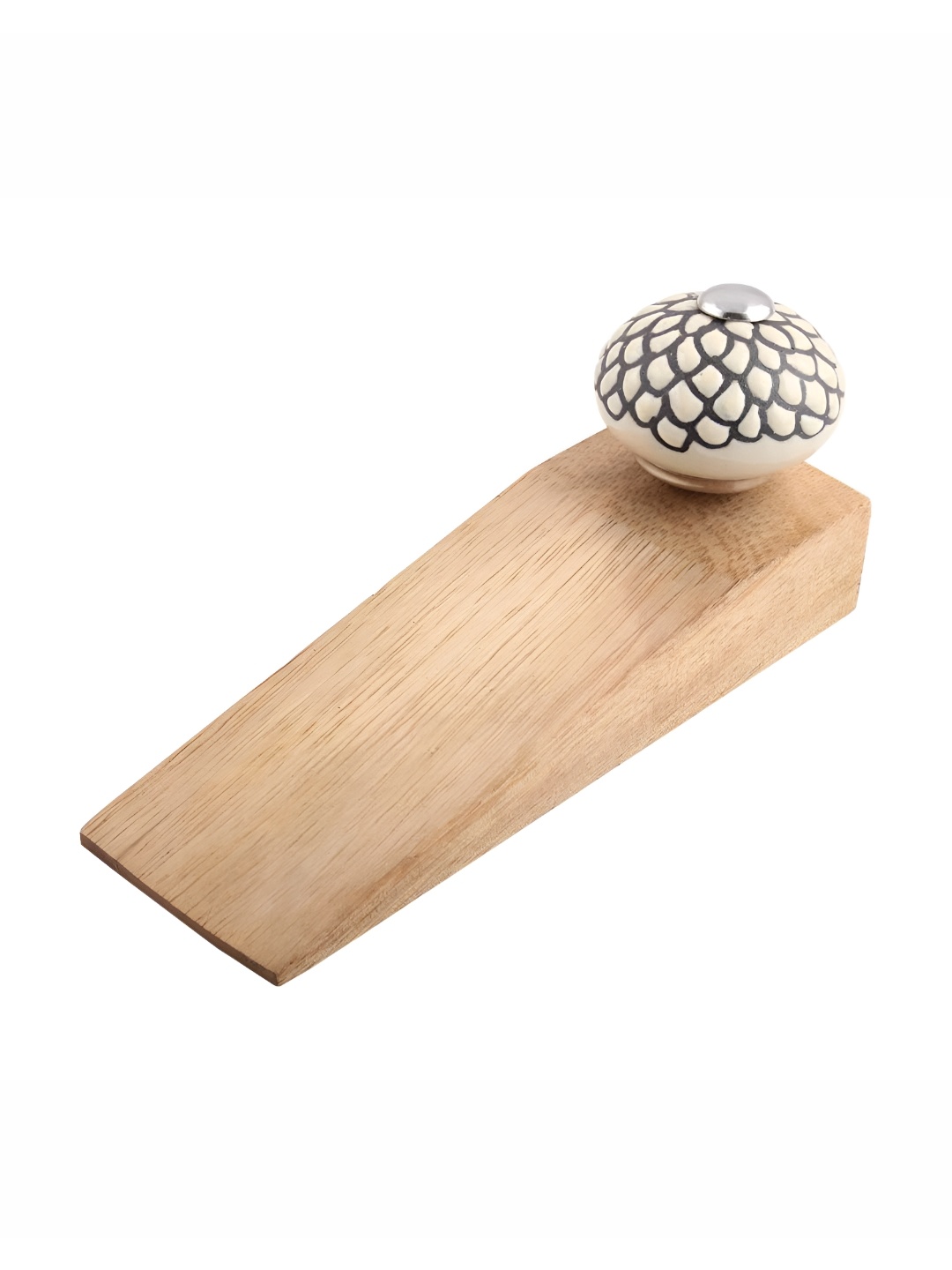 

Indianshelf Cream Coloured & Black Etched Door Stopper