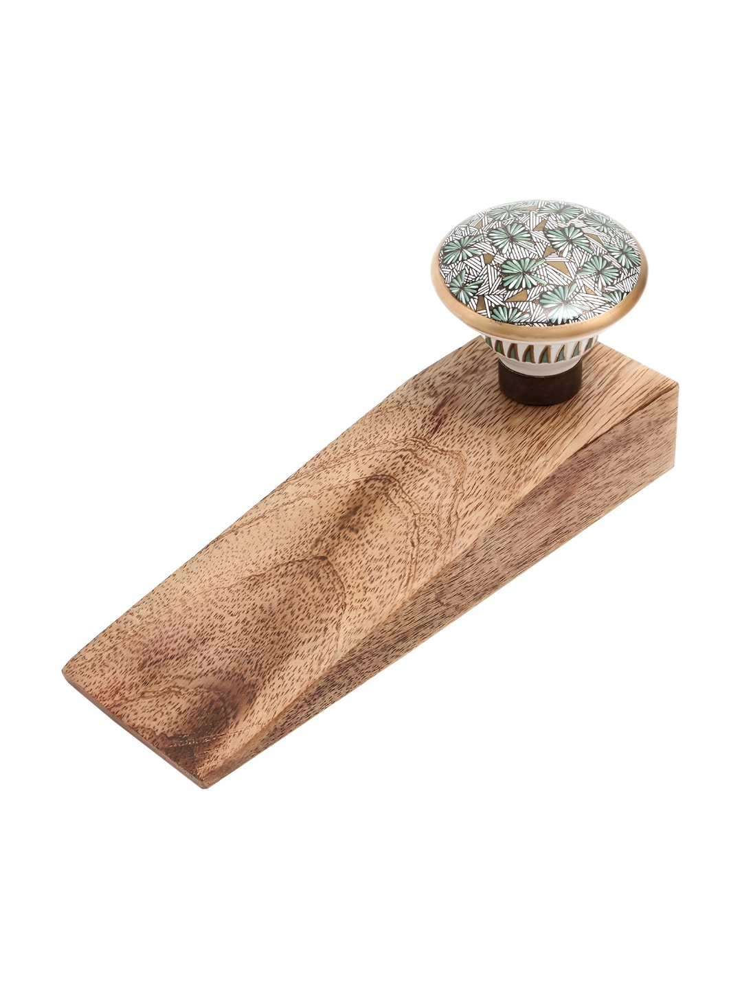 

Indianshelf Beige & Green Butterfly Printed Door Stopper