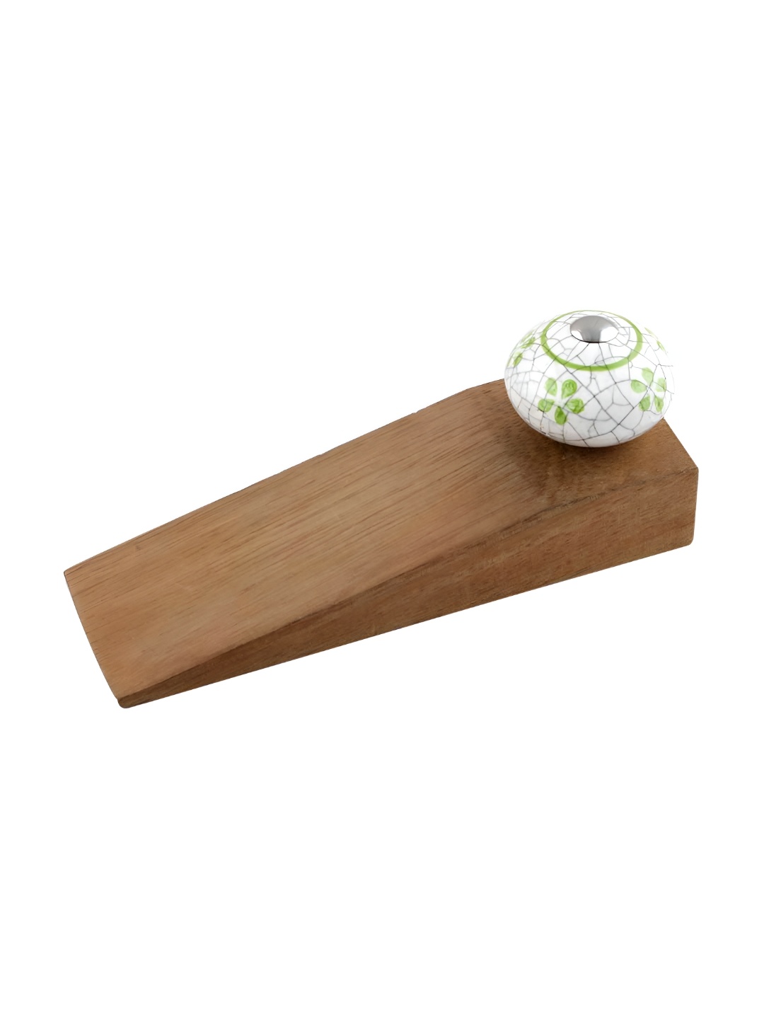 

Indianshelf Lime Green & Beige Floral Crackle Door Stopper