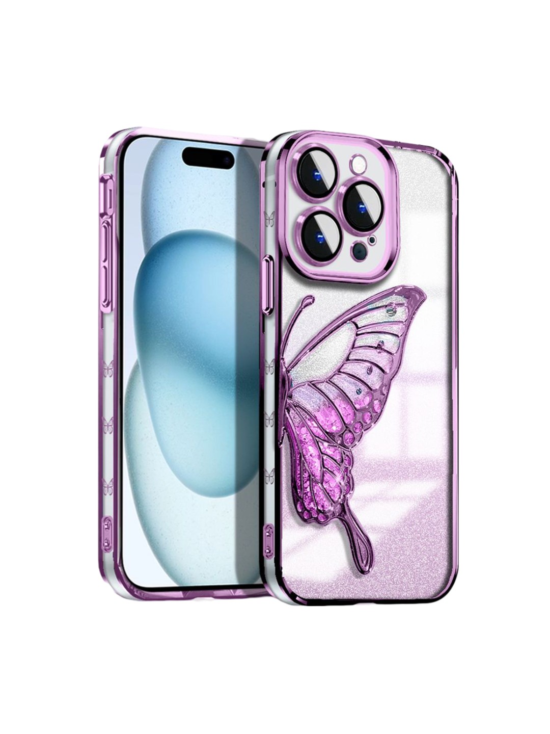

Karwan Butterfly Printed iPhone 14 Pro Max Back Case, Pink