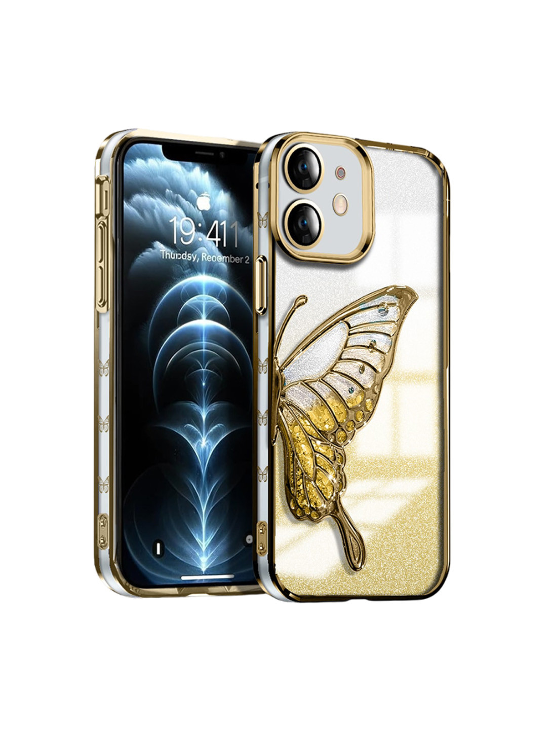 

Karwan Conversational Printed iPhone 12 Back Case Mobile Accessories, Gold