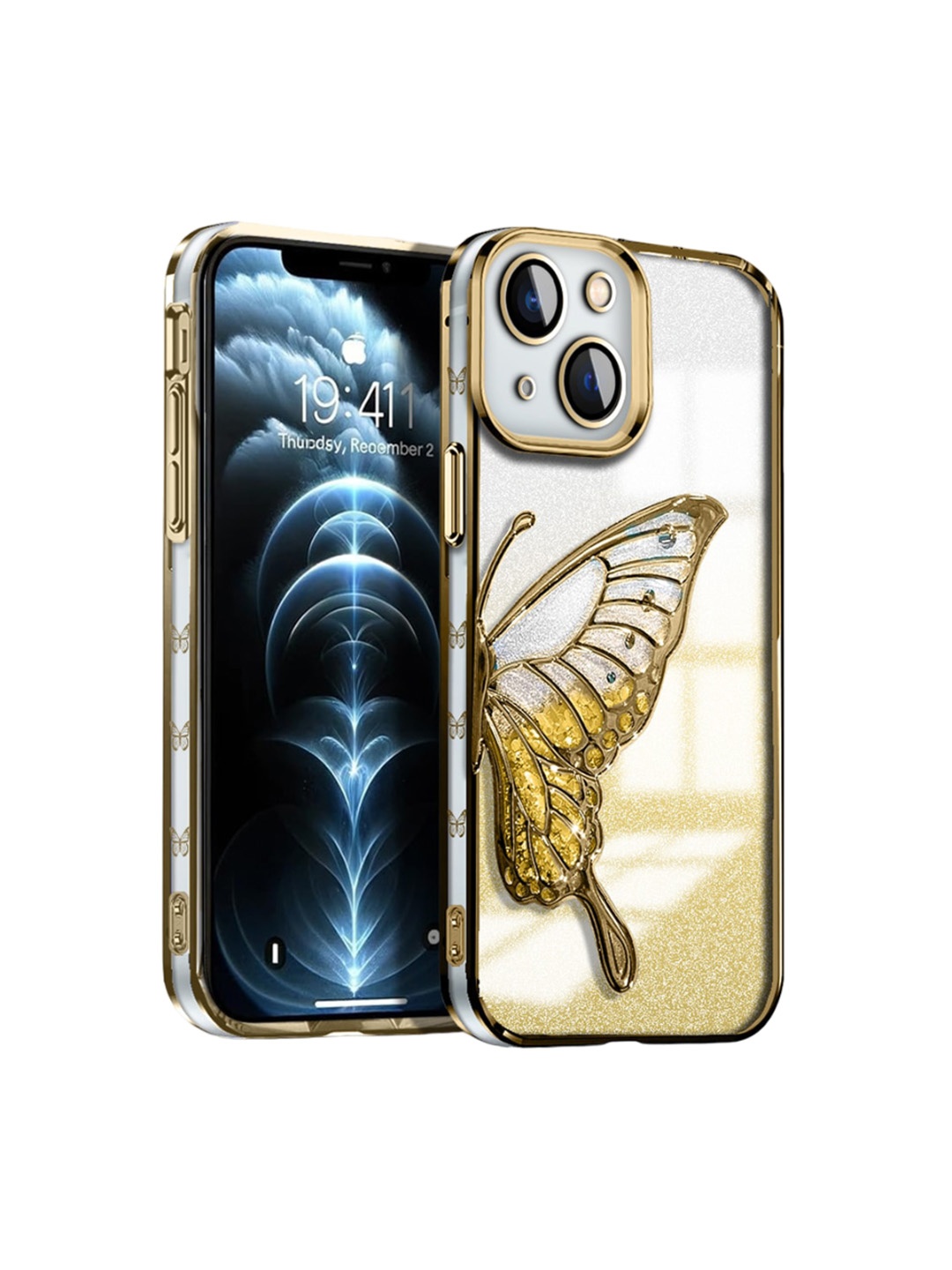 

Karwan Printed iPhone 14 Back Case, Gold