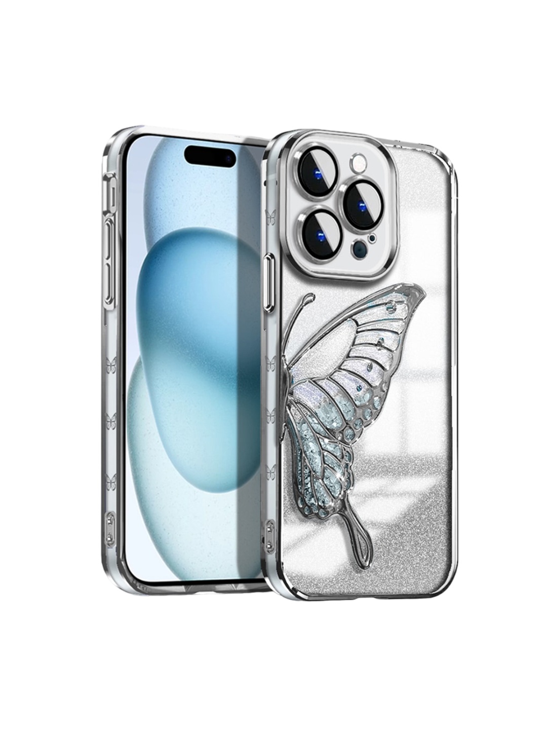 

Karwan Printed iPhone 15 Pro Back Case, Silver