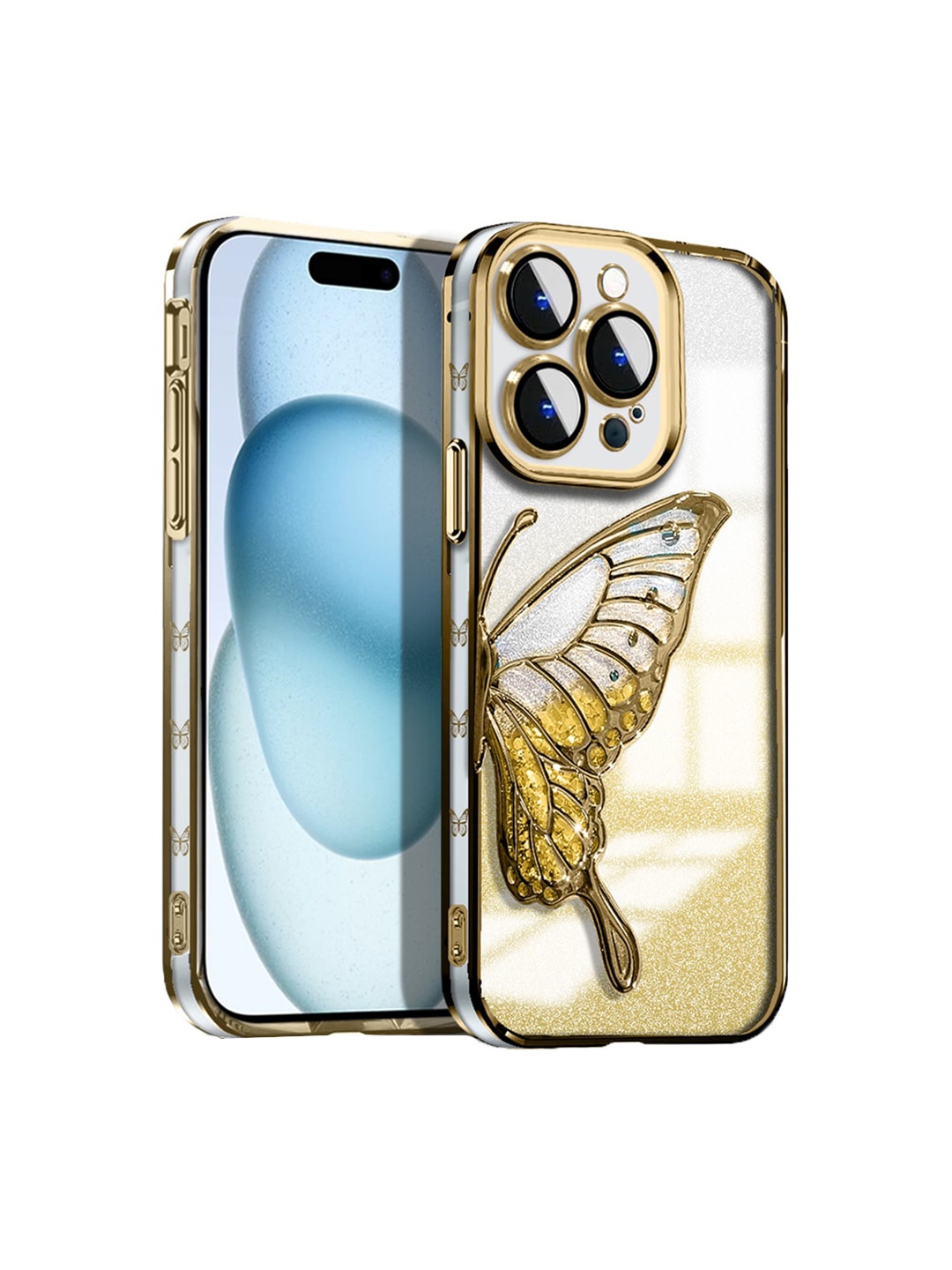 

Karwan Printed iPhone 15 Pro Max Back Case Mobile Accessories, Gold