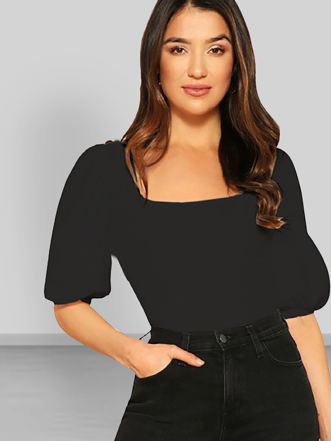 

Dream Beauty Fashion Puff Sleeve Top, Black