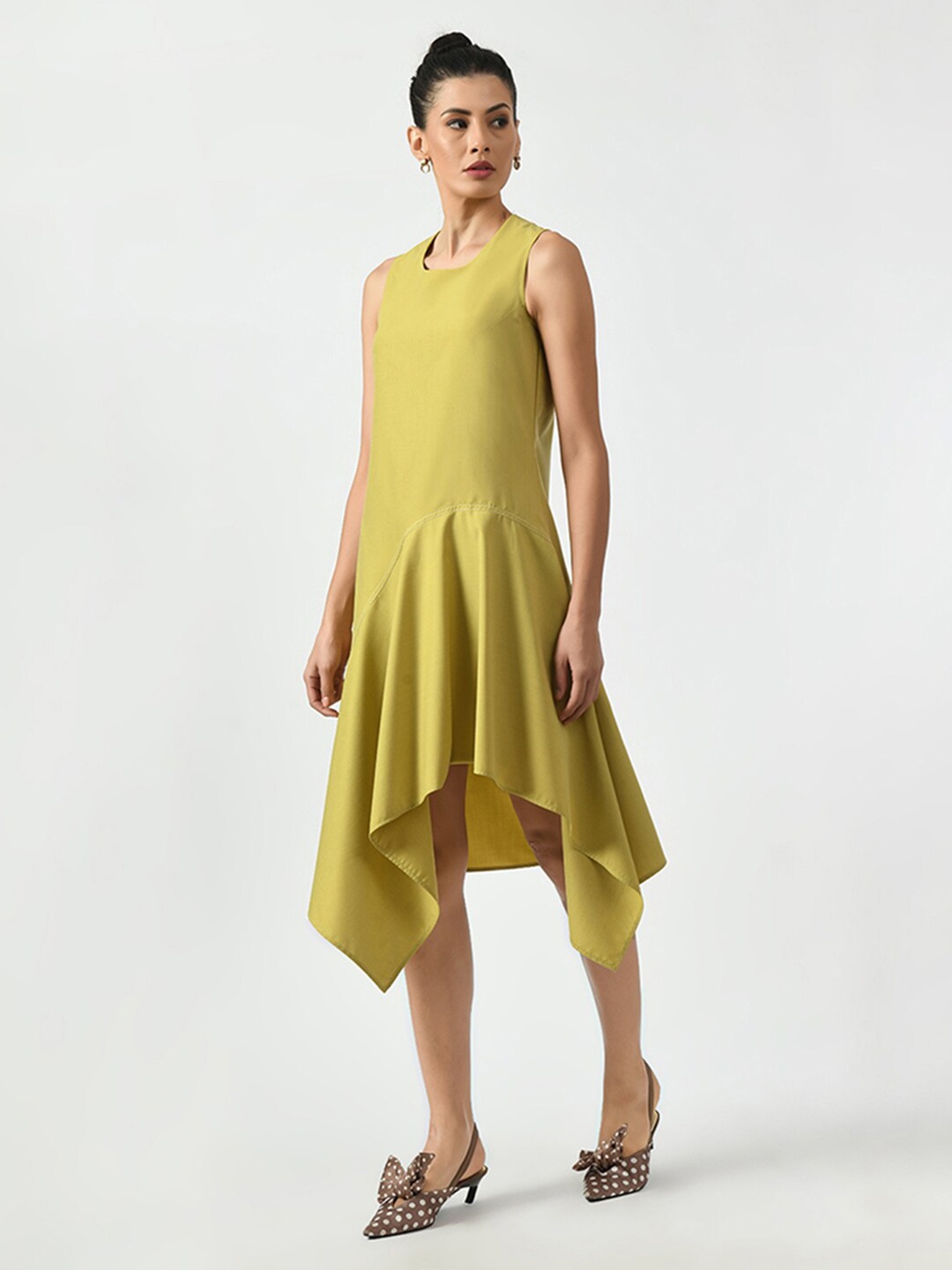 

OFFICE & YOU Cotton A-Line Midi Dress, Green