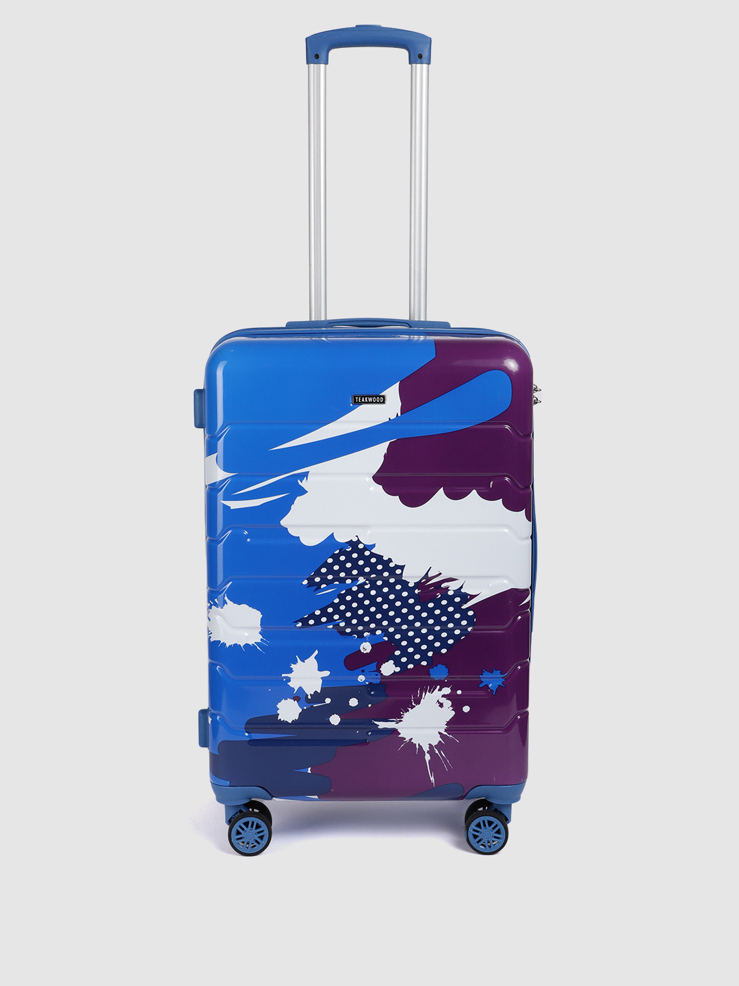 

Teakwood Leathers Printed Hard-Sided Medium-Sized Check-In Trolley Bag 57L, Blue