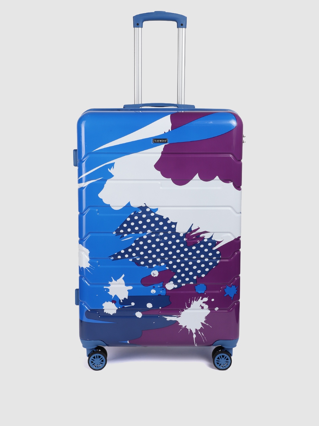 

Teakwood Leathers Printed Hard-Sided Large-Sized Check-In Trolley Bag 96L, Blue