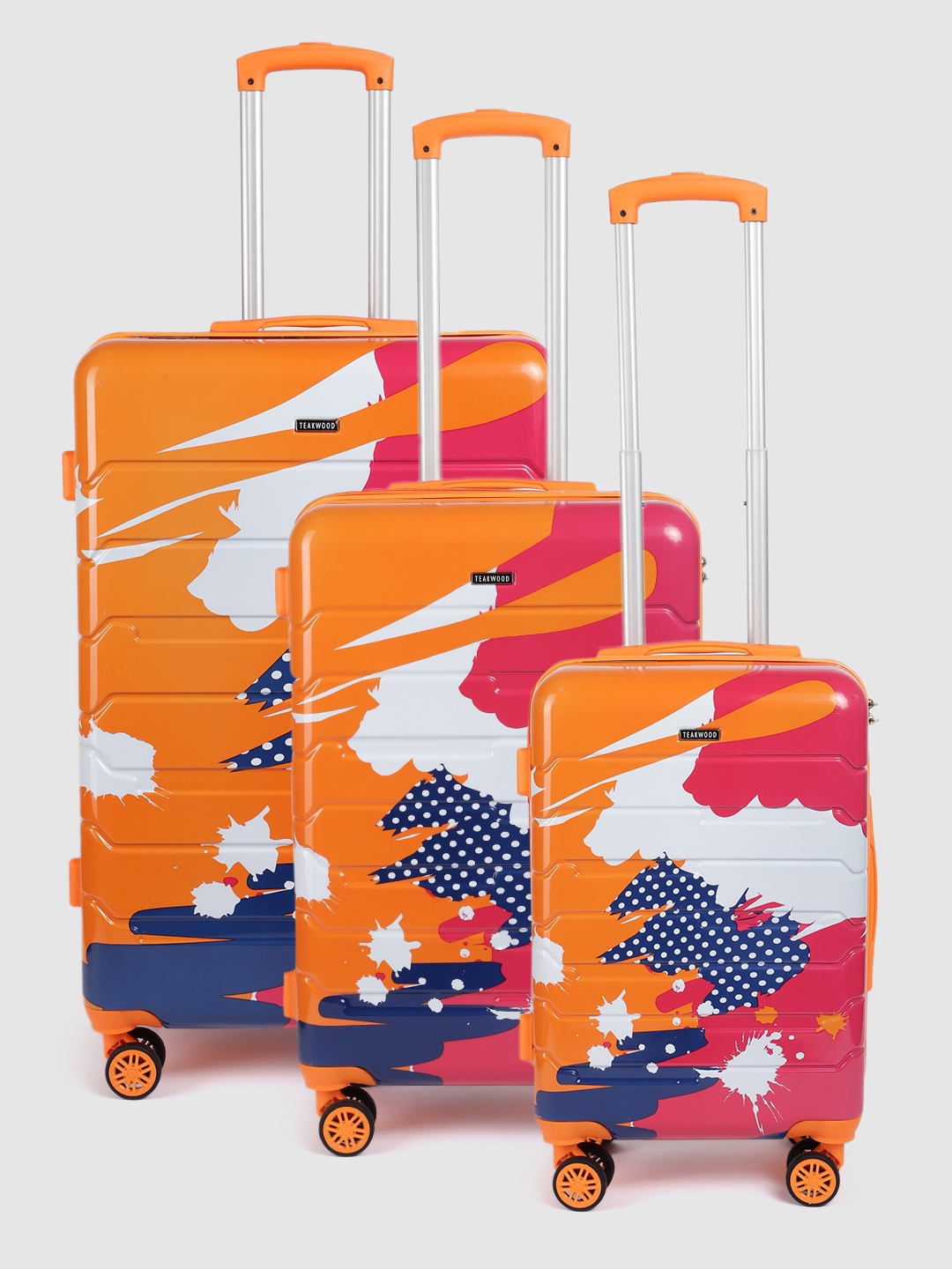 

Teakwood Leathers Set of 3 360-Degree Rotation Hard-Sided Trolley Bags 191L, Orange