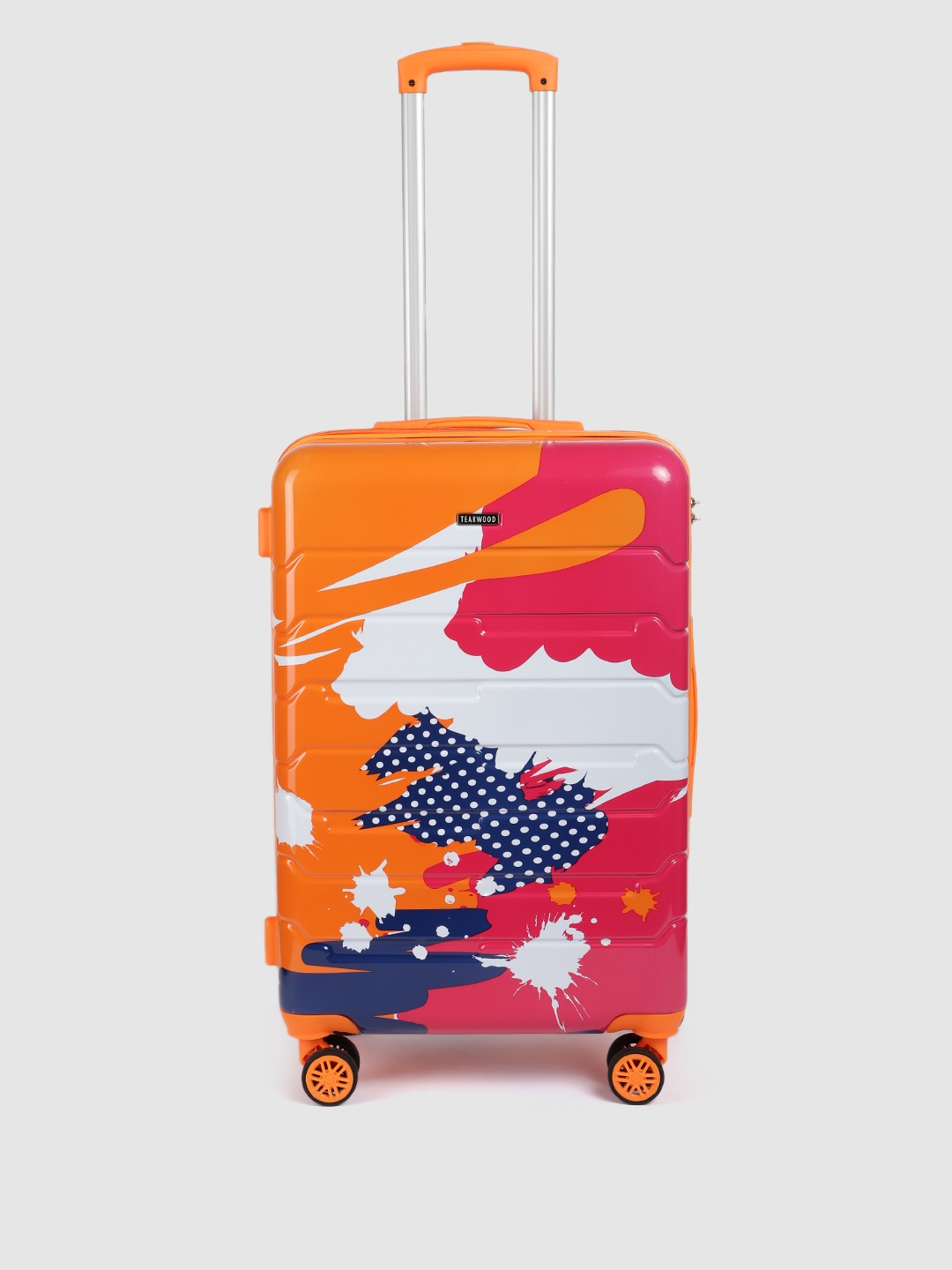 

Teakwood Leathers Printed Hard-Sided Medium-Sized Check-In Trolley Bag 57L, Orange
