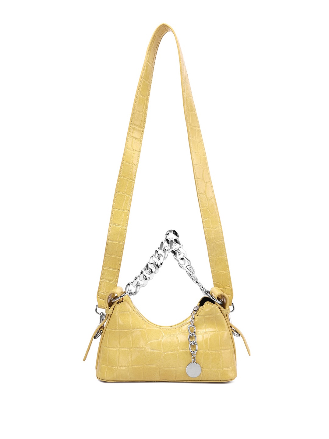 

London Rag Textured Baguette Shoulder Bag, Yellow