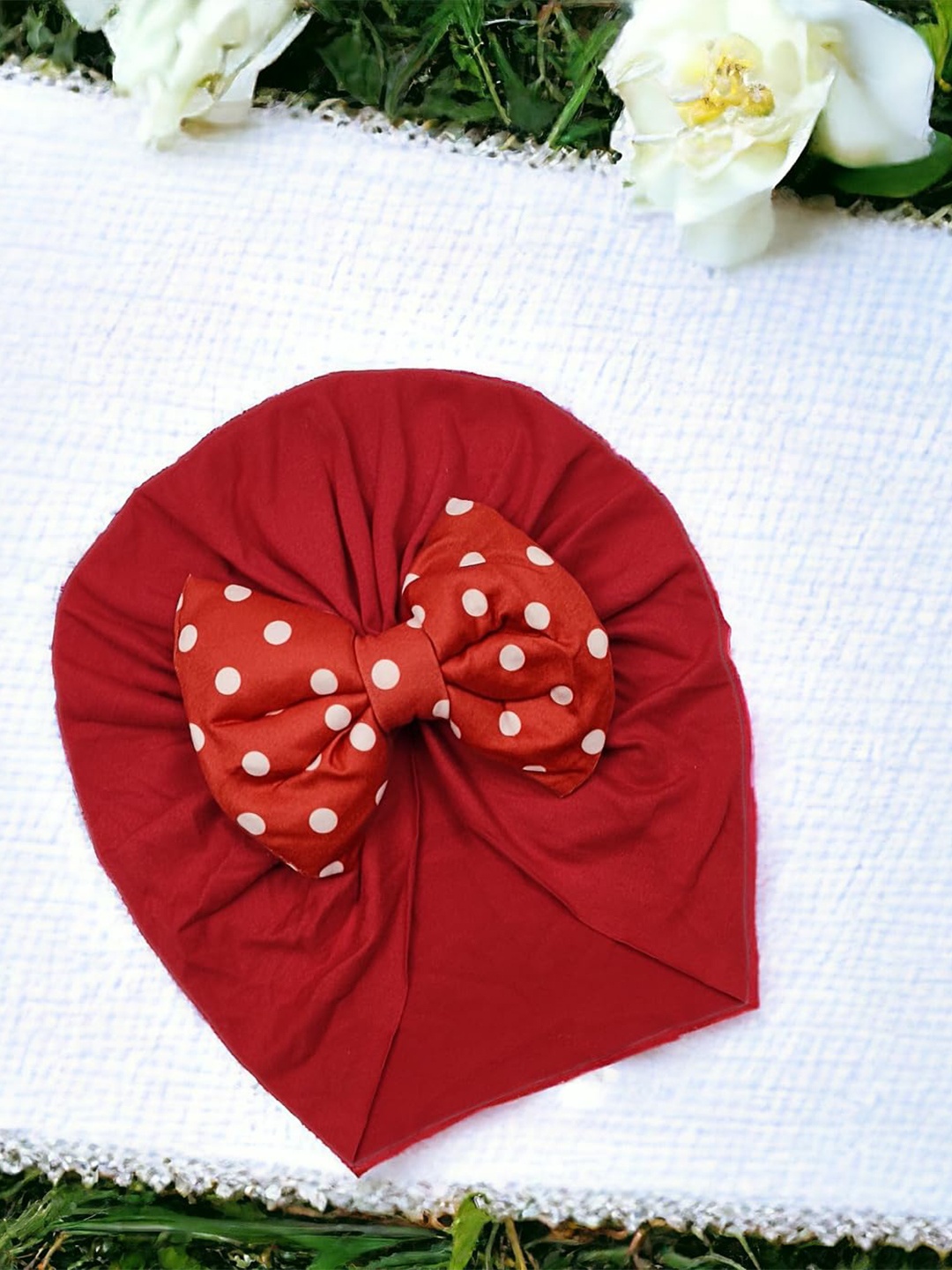 

ANNA CREATIONS Girls Wrap Super Stretchable Beanie Caps, Red