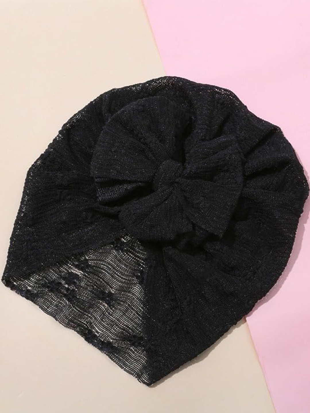 

ANNA CREATIONS Girls Bow-Details Beanie, Black