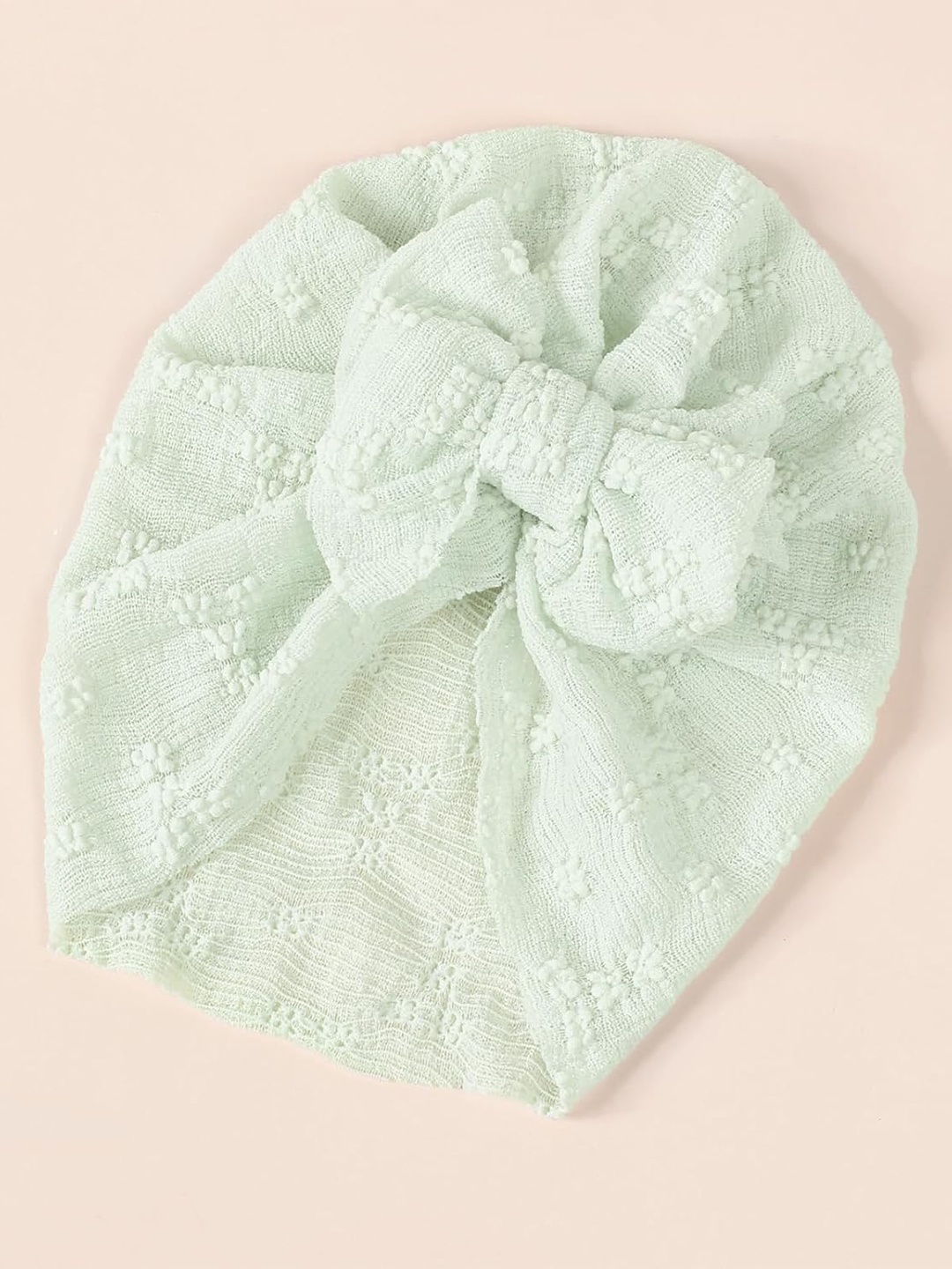 

ANNA CREATIONS Girls Self Design Wrap Super Stretchable Beanie Caps, Green