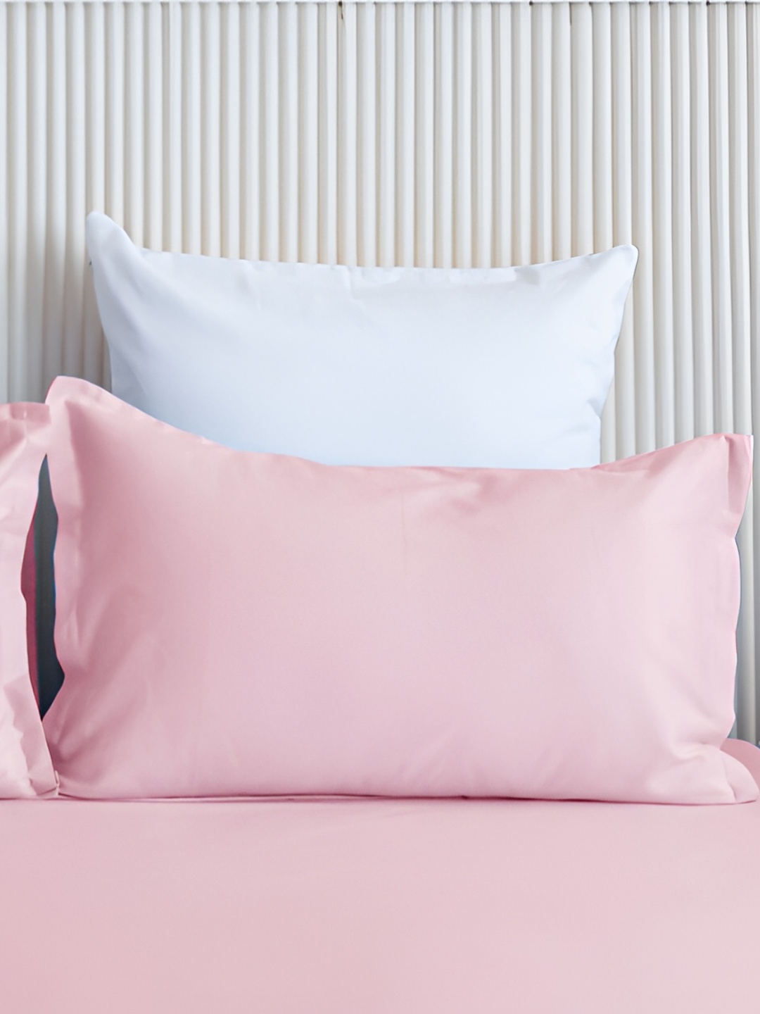 

HOMEMONDE Pink 2 Pieces Solid Pure Cotton Rectangle Pillow Covers