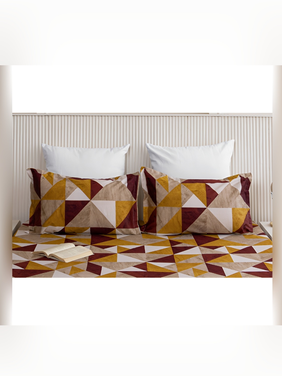 

HOMEMONDE Red & Mustard 2 Pieces Printed Pure Cotton Rectangle Pillow Covers