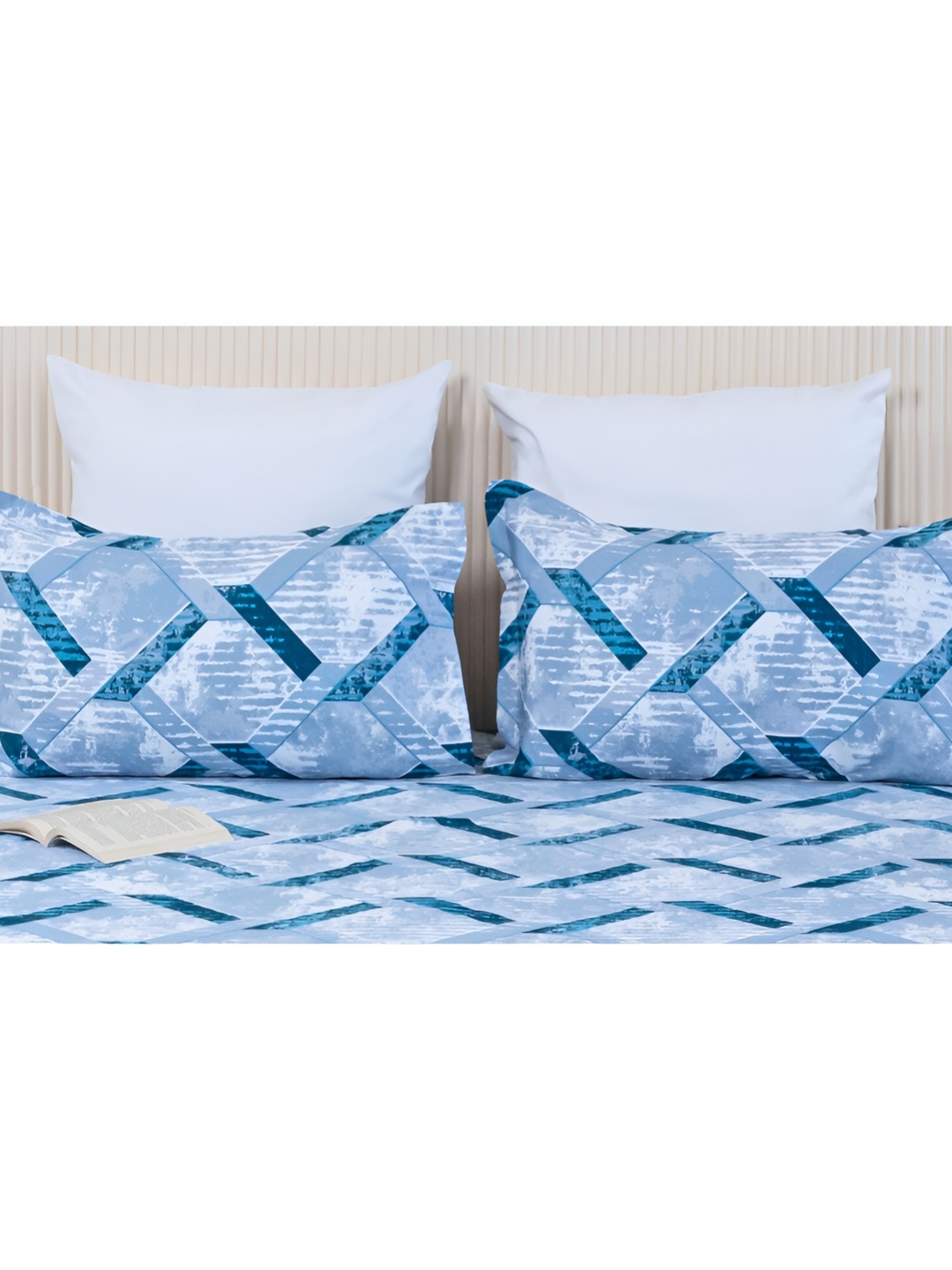 

HOMEMONDE Blue & White 2 Pieces Printed Pure Cotton Rectangle Pillow Covers