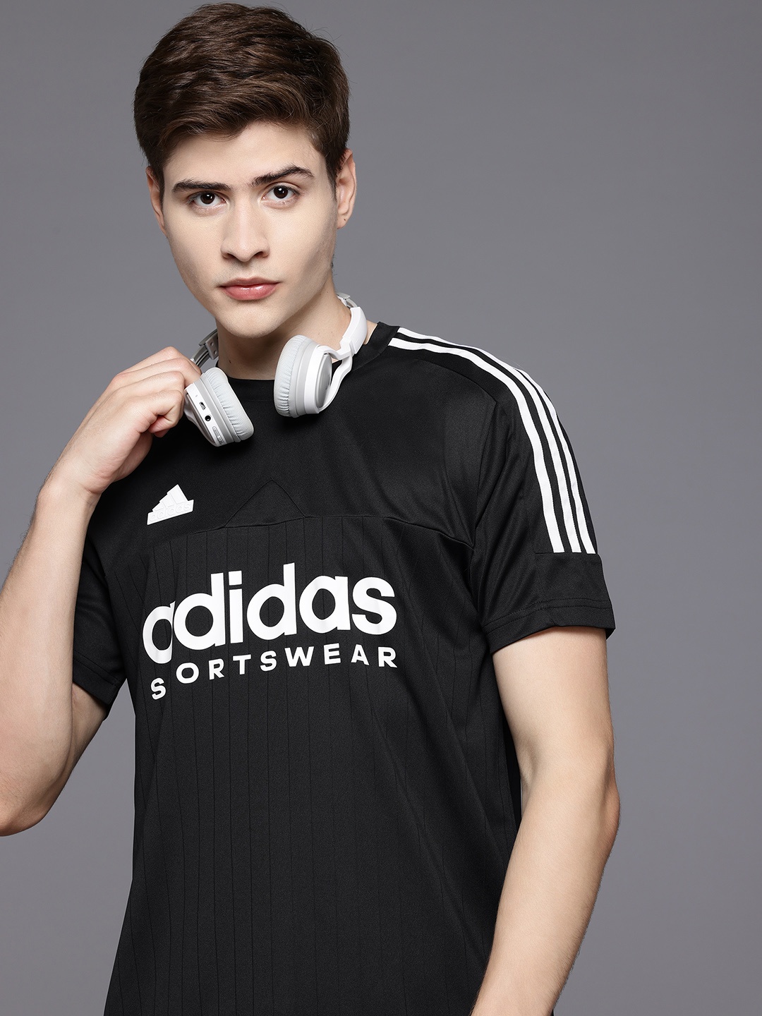 

ADIDAS Brand Logo Printed M Tiro Q1 T-shirt, Black