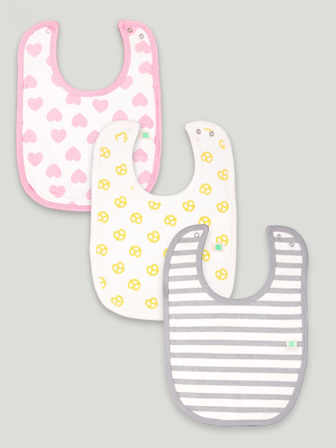 

Kidbea Kids Pack Of 3 Printed Organic Cotton Bibs, Pink