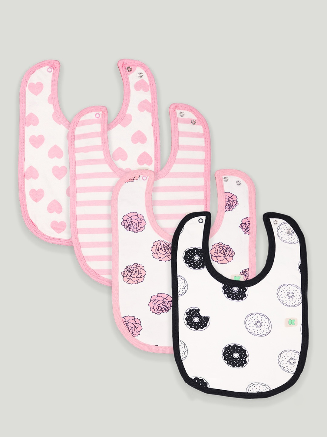 

Kidbea Kids Pack Of 4 Printed Organic Cotton Bibs, White