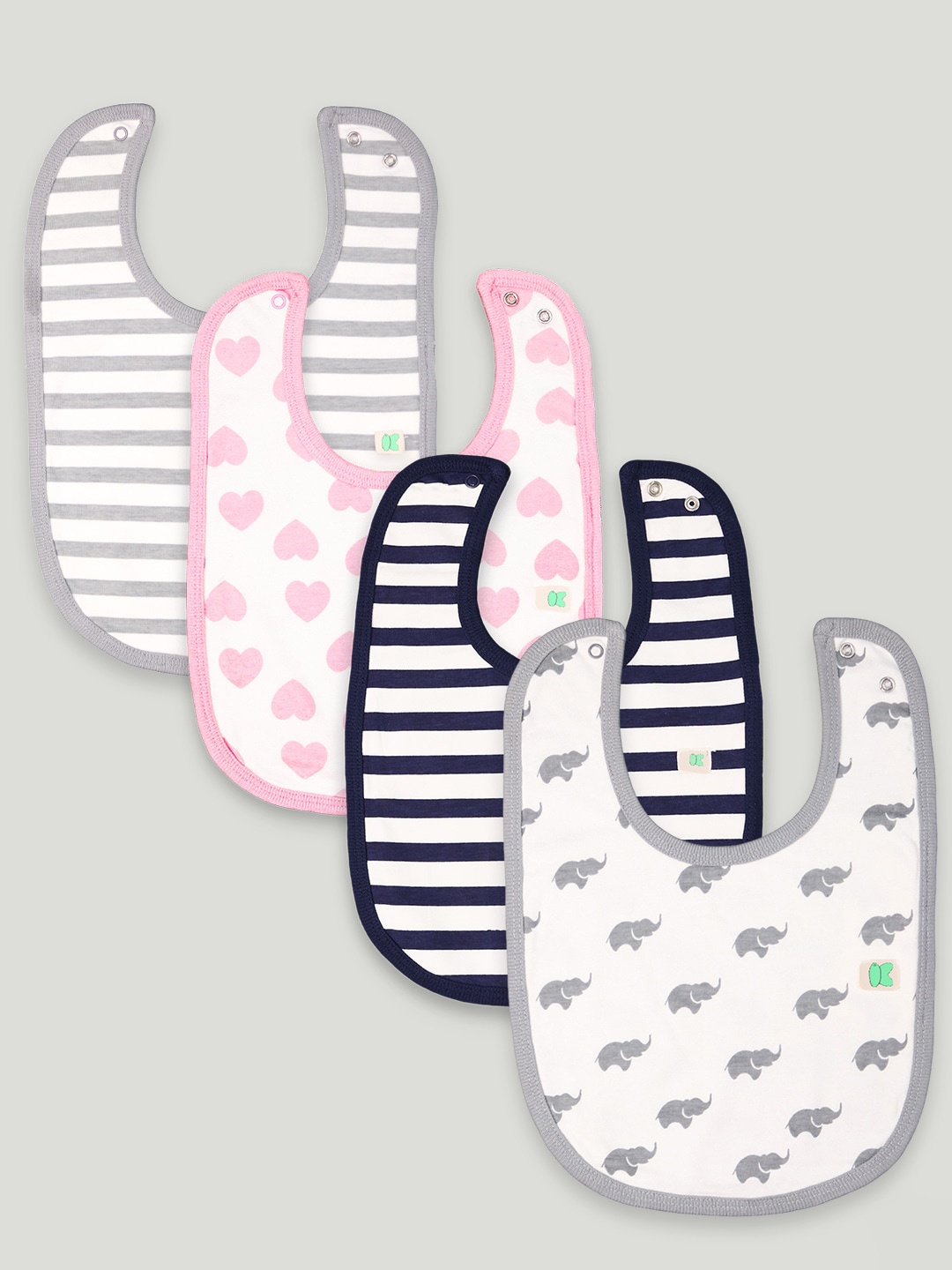 

Kidbea Pack Of 4 Printed Organic Cotton Bibs, Pink