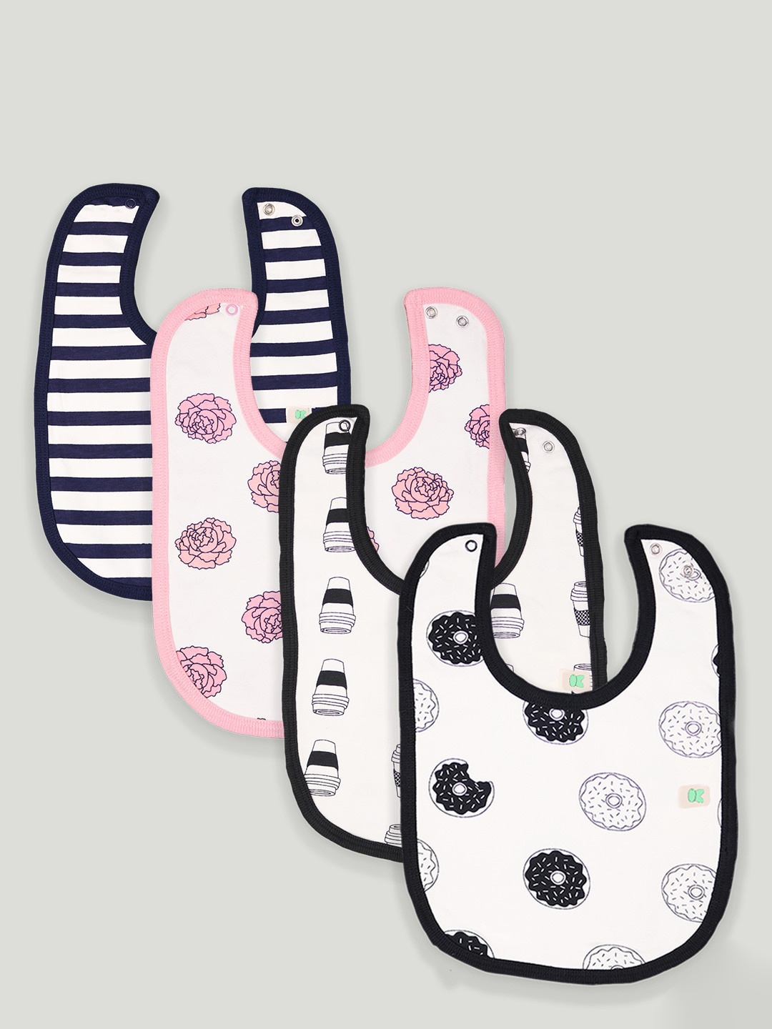 

Kidbea Kids Pack Of 4 Printed Organic Cotton Bibs, Navy blue