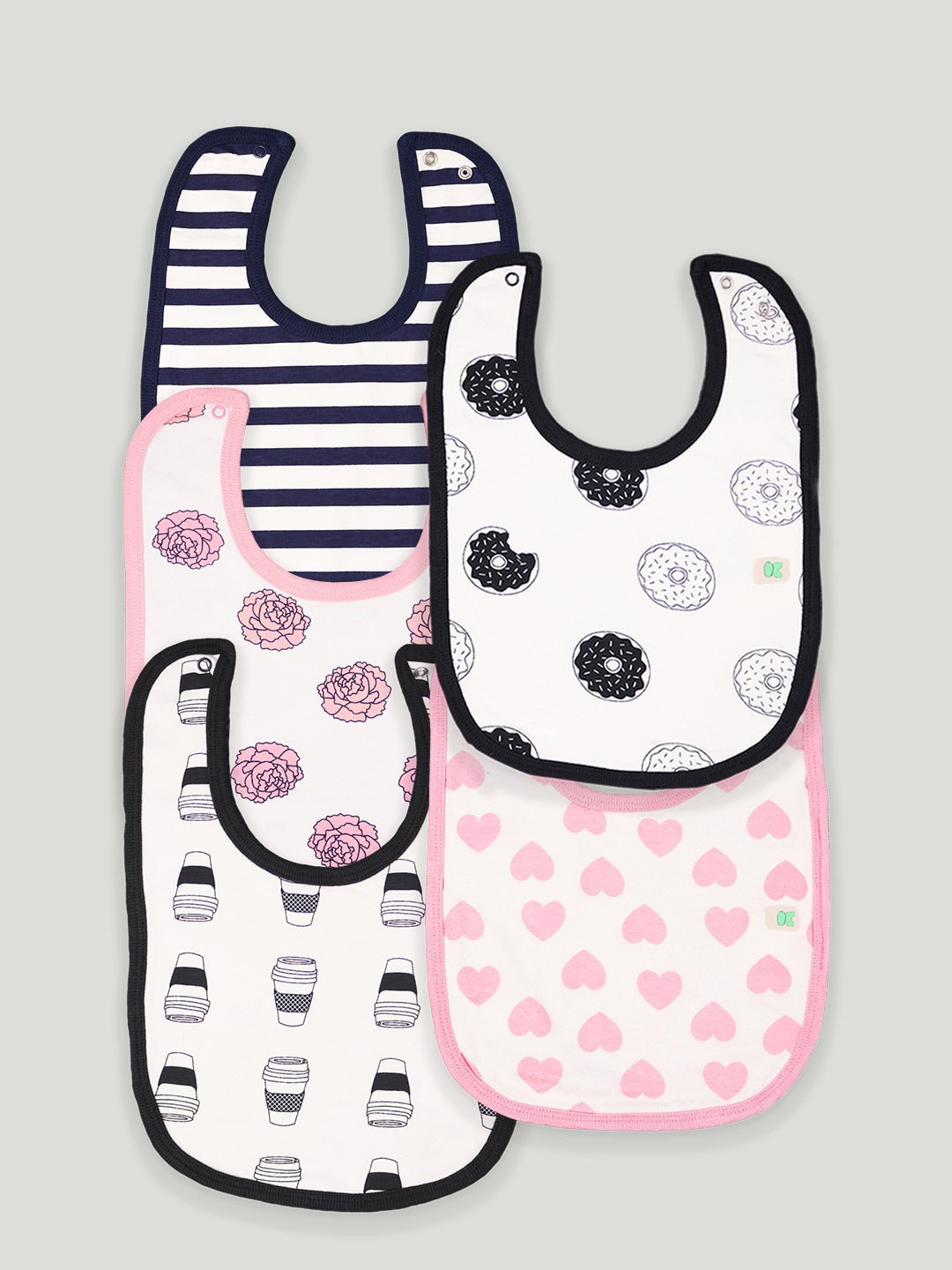 

Kidbea Kids Pack Of 5 Printed Organic Cotton Bibs, Pink