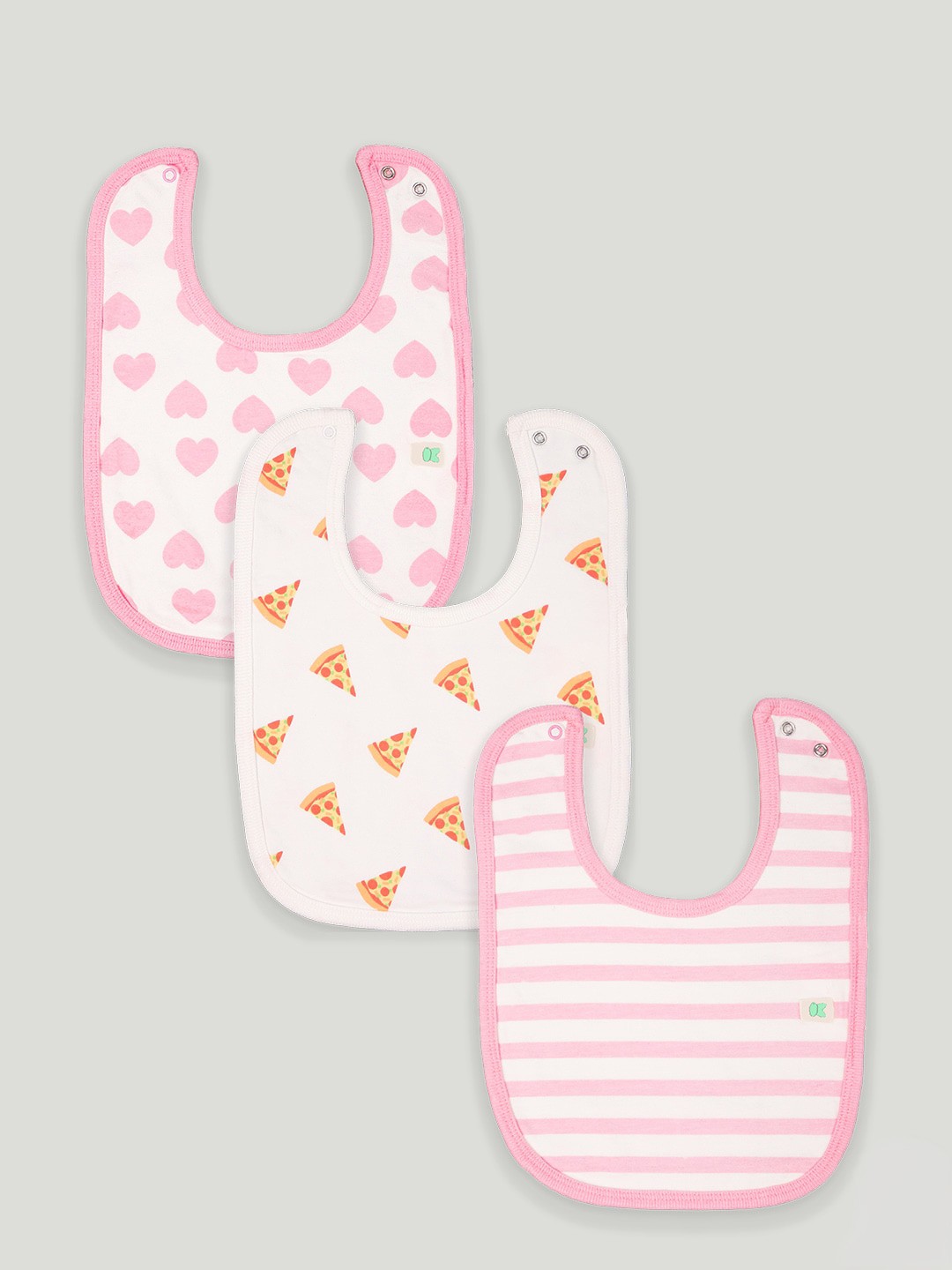 

Kidbea Kids Pack Of 3 Printed Organic Cotton Bibs, Pink