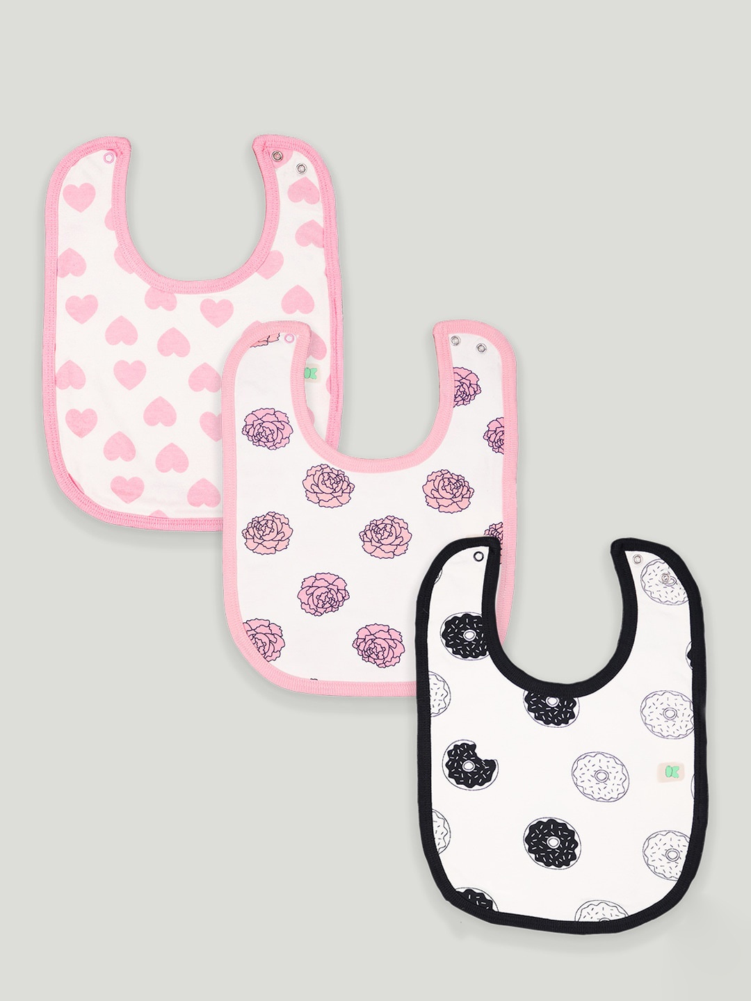 

Kidbea Kids Pack Of 3 Printed Organic Cotton Bibs, Pink
