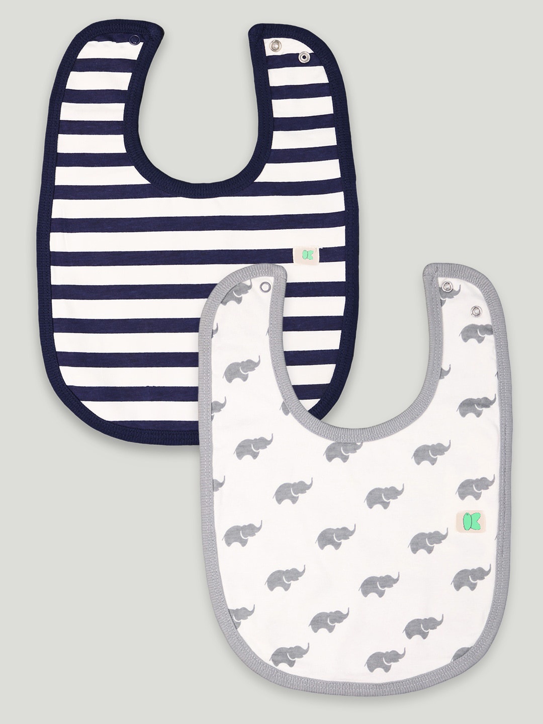 

Kidbea Kids Pack Of 2 Printed Organic Cotton Bibs, Grey