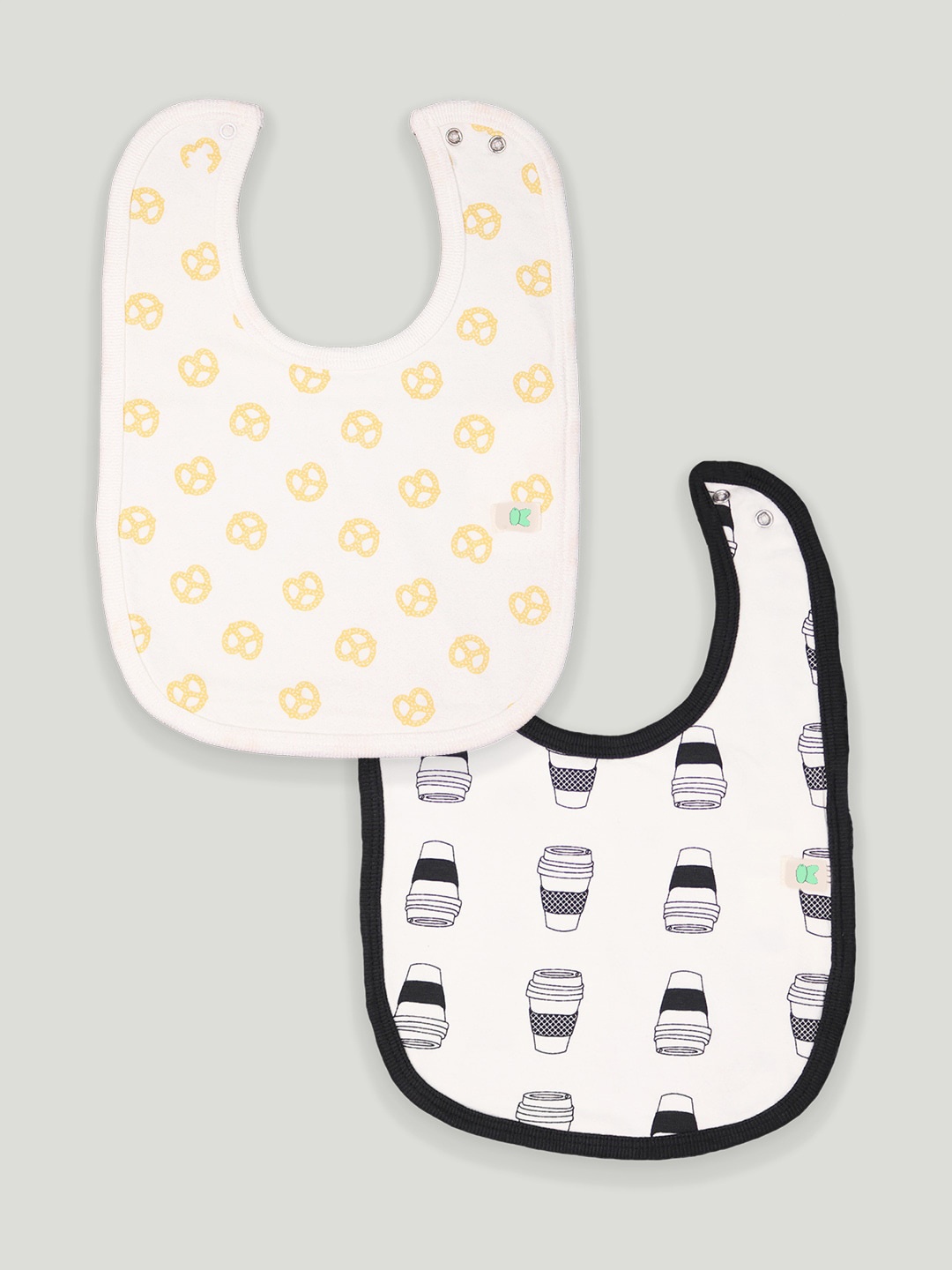 

Kidbea Pack Of 2 Printed Organic Cotton Bibs, Black