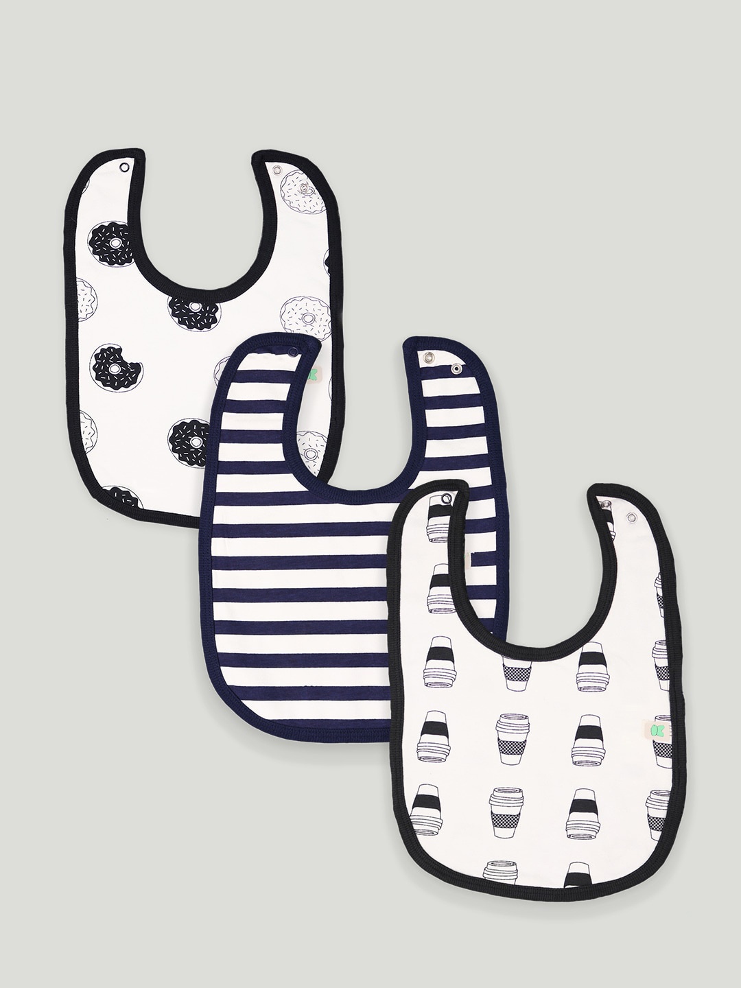 

Kidbea Kids Pack Of 3 Printed Organic Cotton Bibs, Navy blue