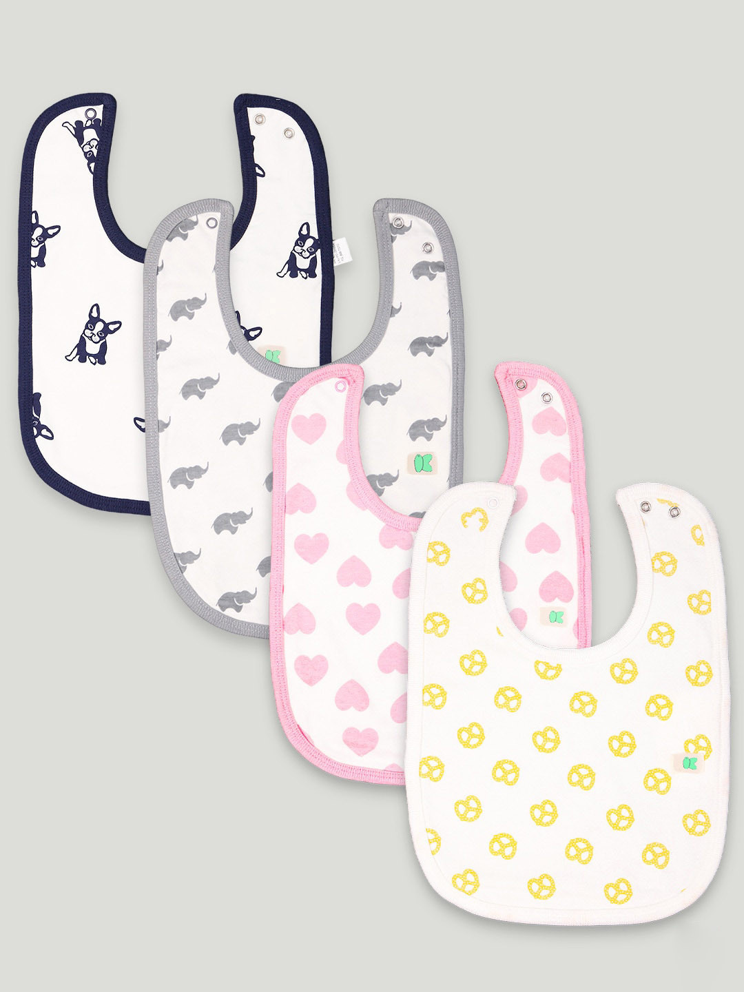 

Kidbea Kids Pack Of 4 Printed Organic Cotton Bibs, Grey