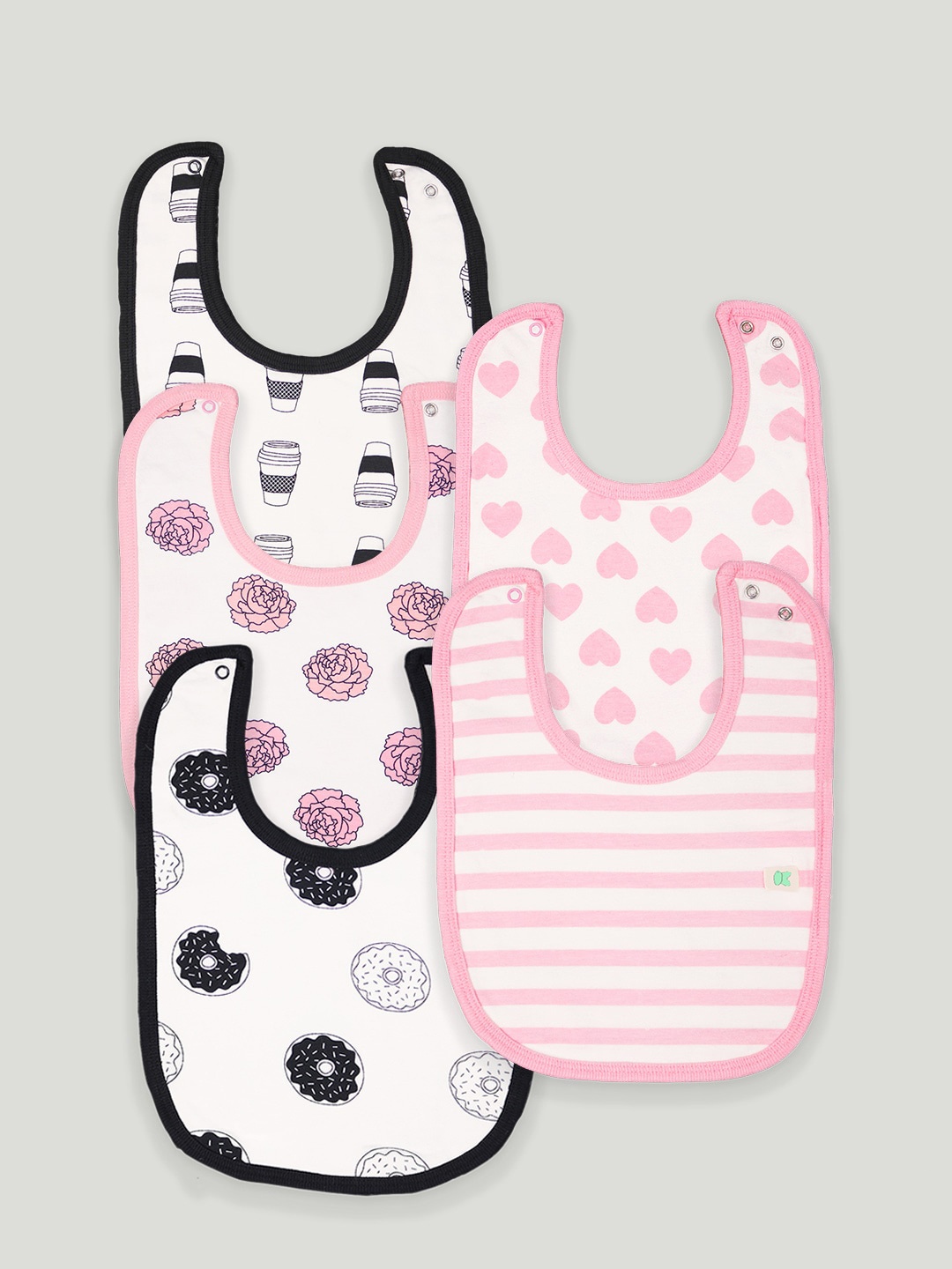 

Kidbea Kids Pack Of 5 Printed Organic Cotton Bibs, Pink