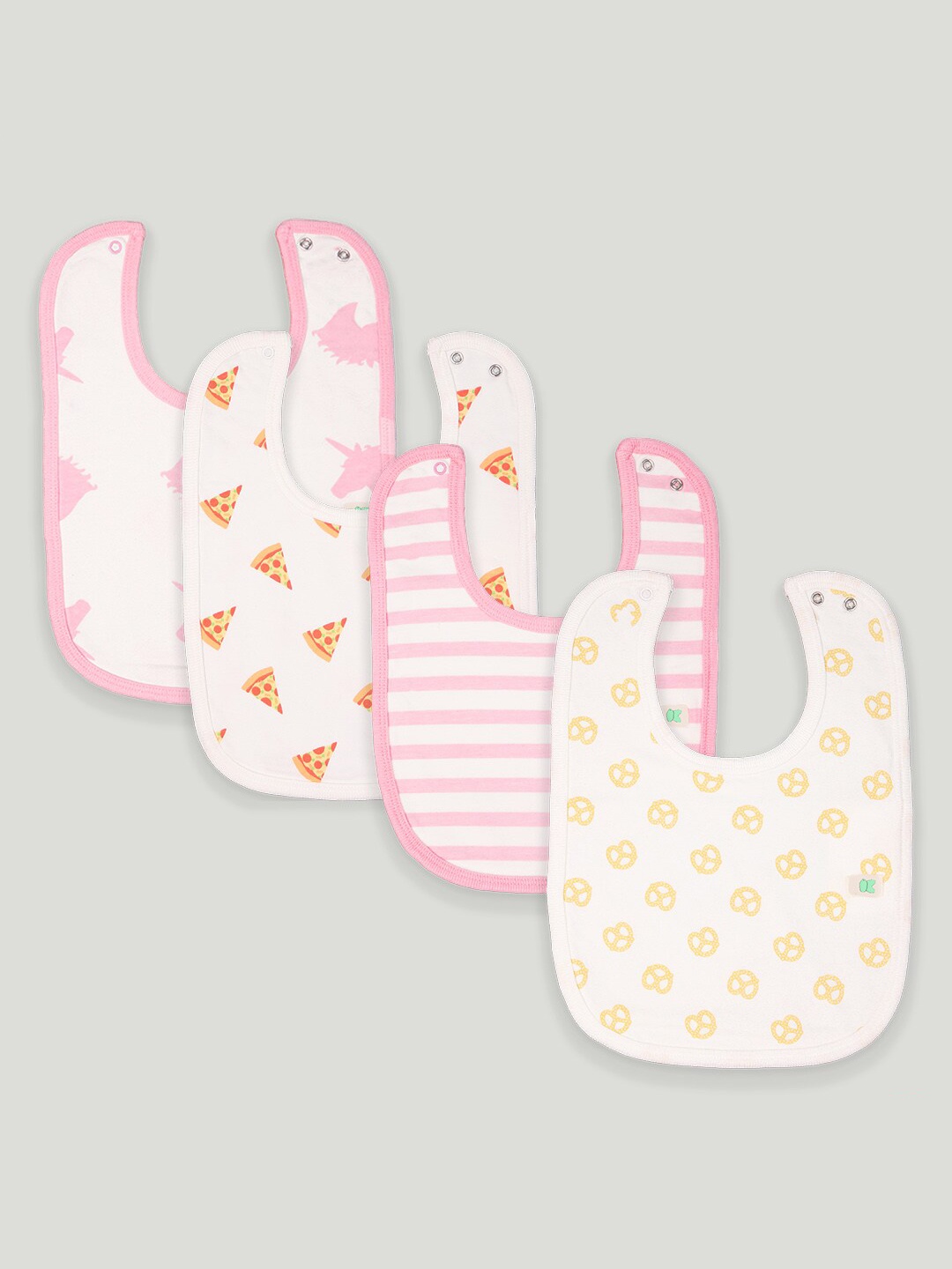 

Kidbea Kids Pack Of 4 Printed Cotton Bibs, Pink