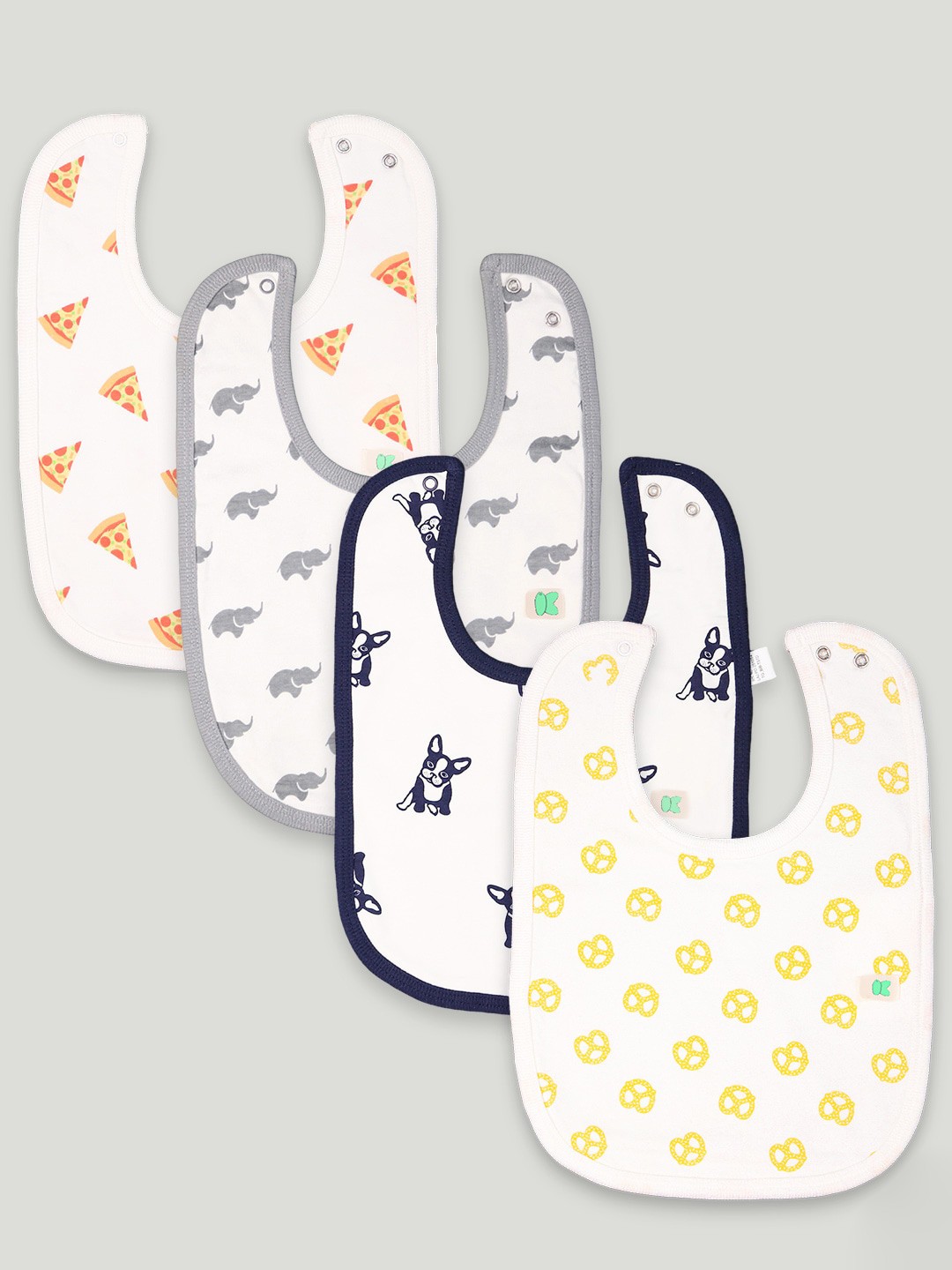 

Kidbea Pack Of 4 Printed Organic Cotton Bibs, White