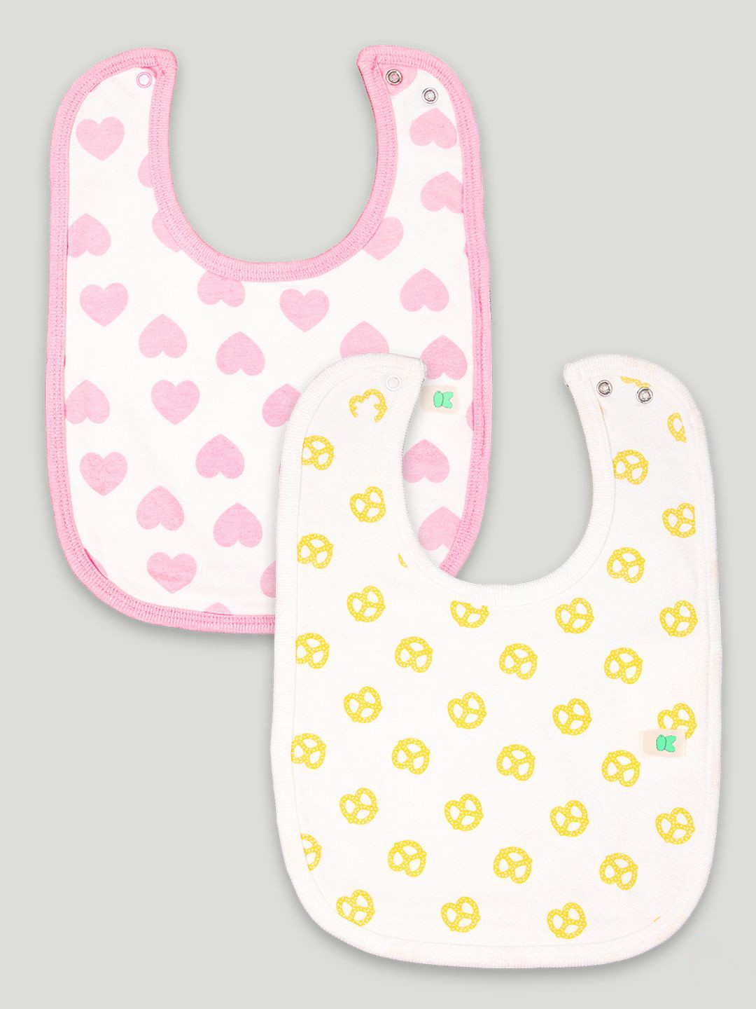 

Kidbea Kids Pack Of 2 Printed Organic Cotton Bibs, Pink