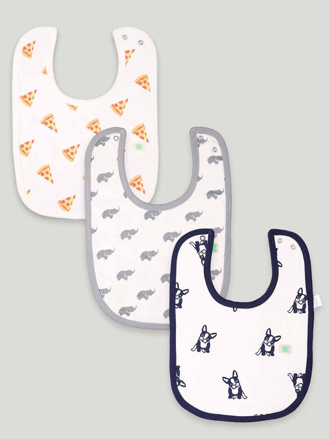 

Kidbea Kids Pack Of 3 Printed Organic Cotton Bibs, Navy blue