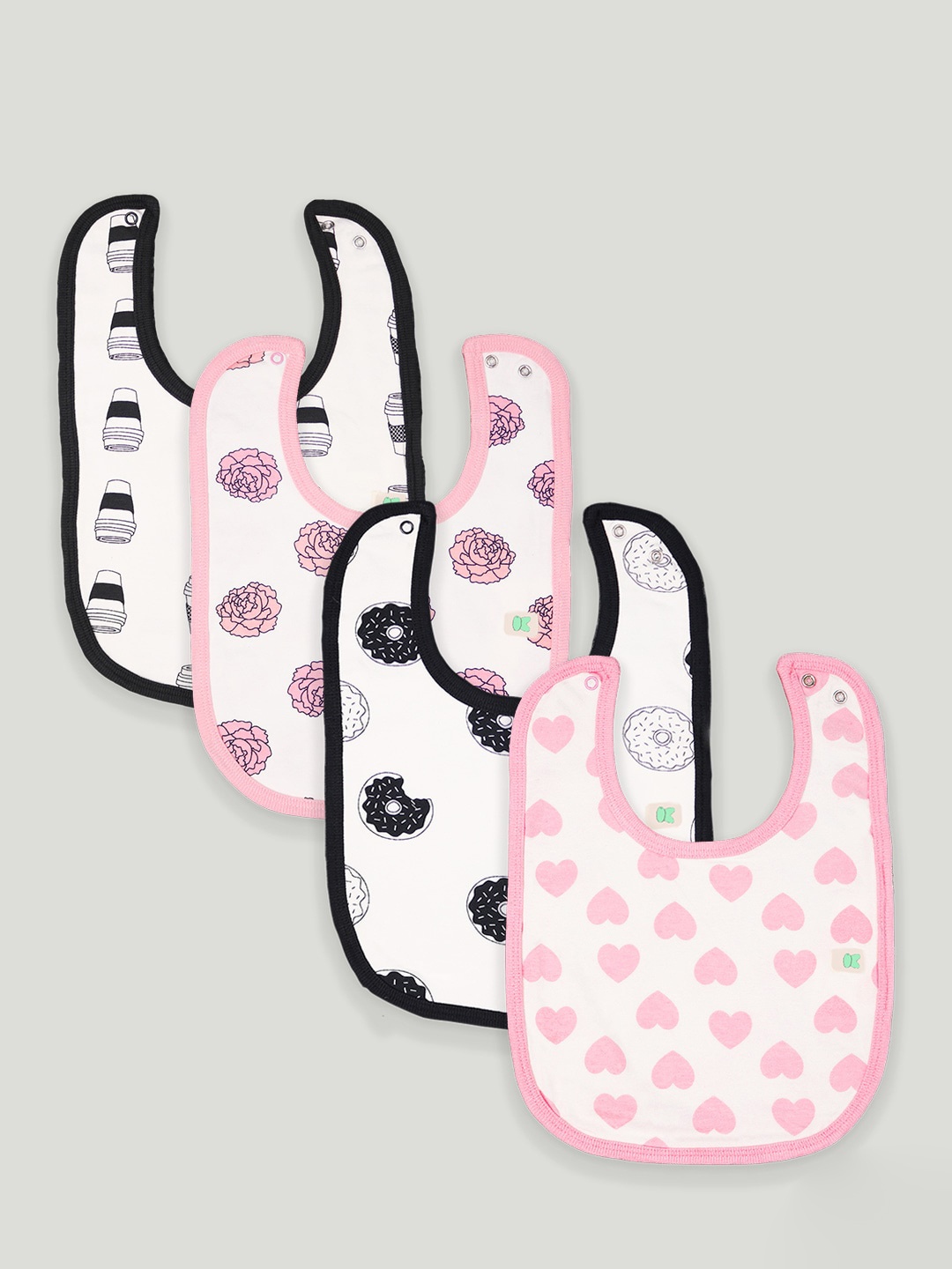 

Kidbea Kids Pack Of 4 Printed Organic Cotton Bibs, Pink