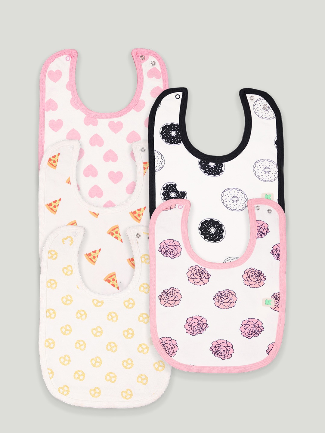 

Kidbea Kids Pack Of 5 Printed Organic Cotton Bibs, Pink