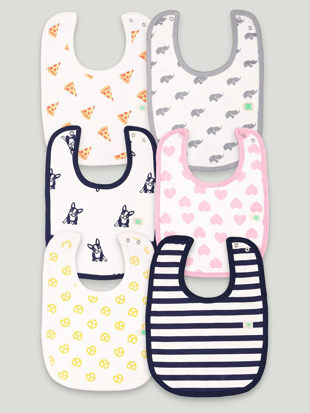 

Kidbea Pack Of 6 Printed Organic Cotton Bibs, Pink
