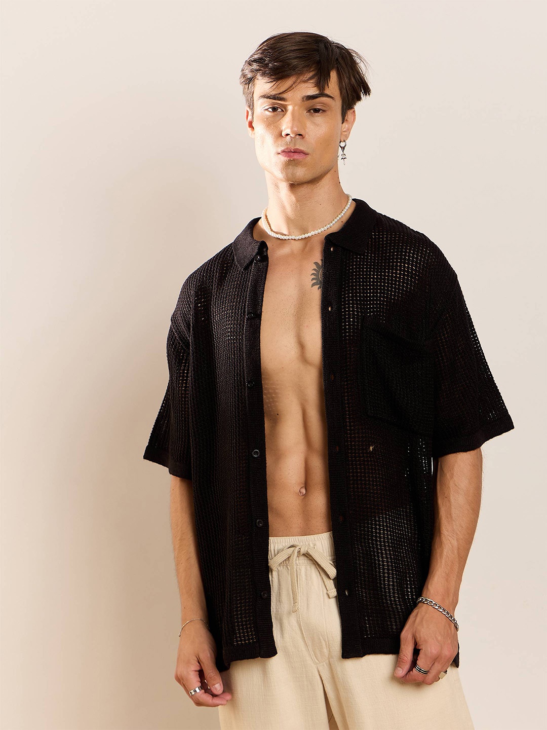 

MASCLN SASSAFRAS Men Relaxed Opaque Casual Shirt, Black