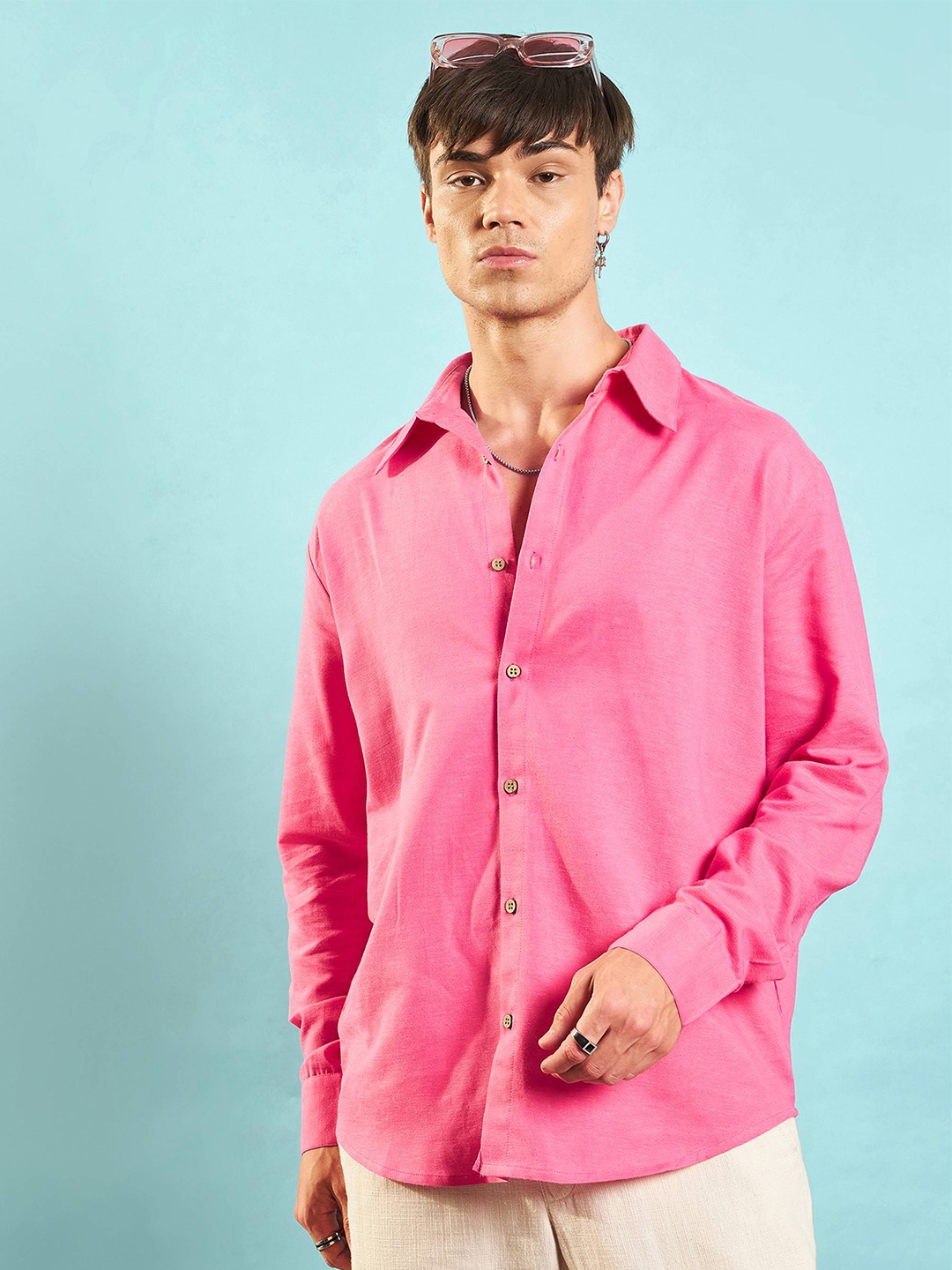 

MASCLN SASSAFRAS Men Relaxed Opaque Casual Shirt, Pink