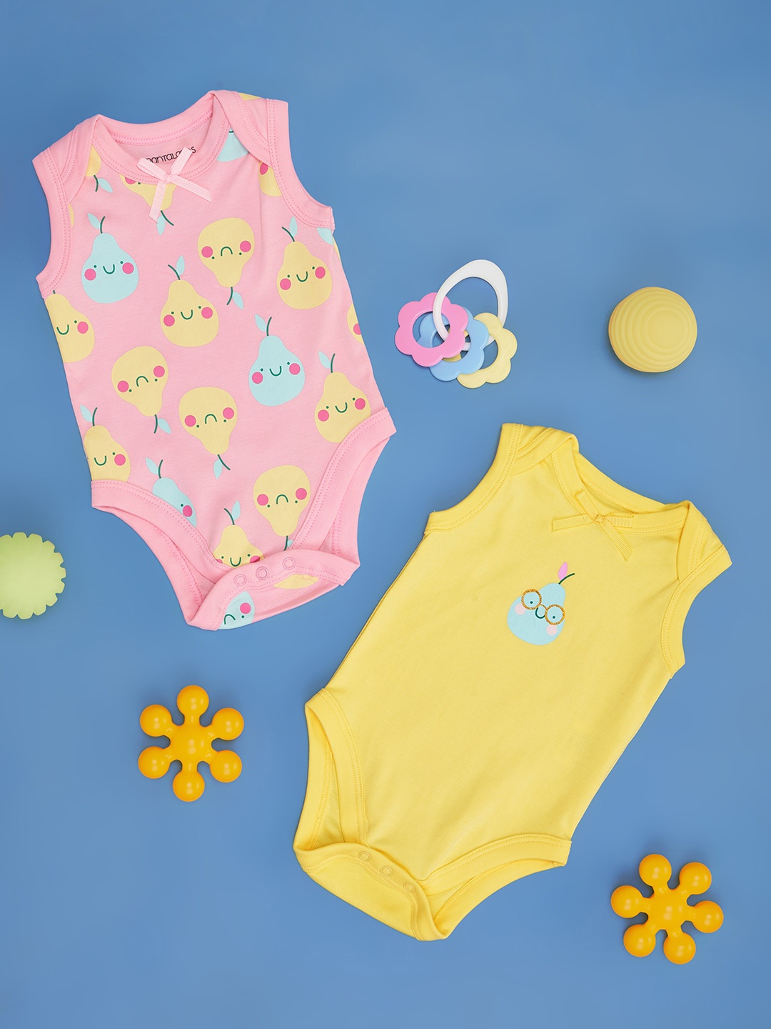 

Pantaloons Baby Infant Girls Pack Of 2 Printed Cotton Bodysuit, Pink