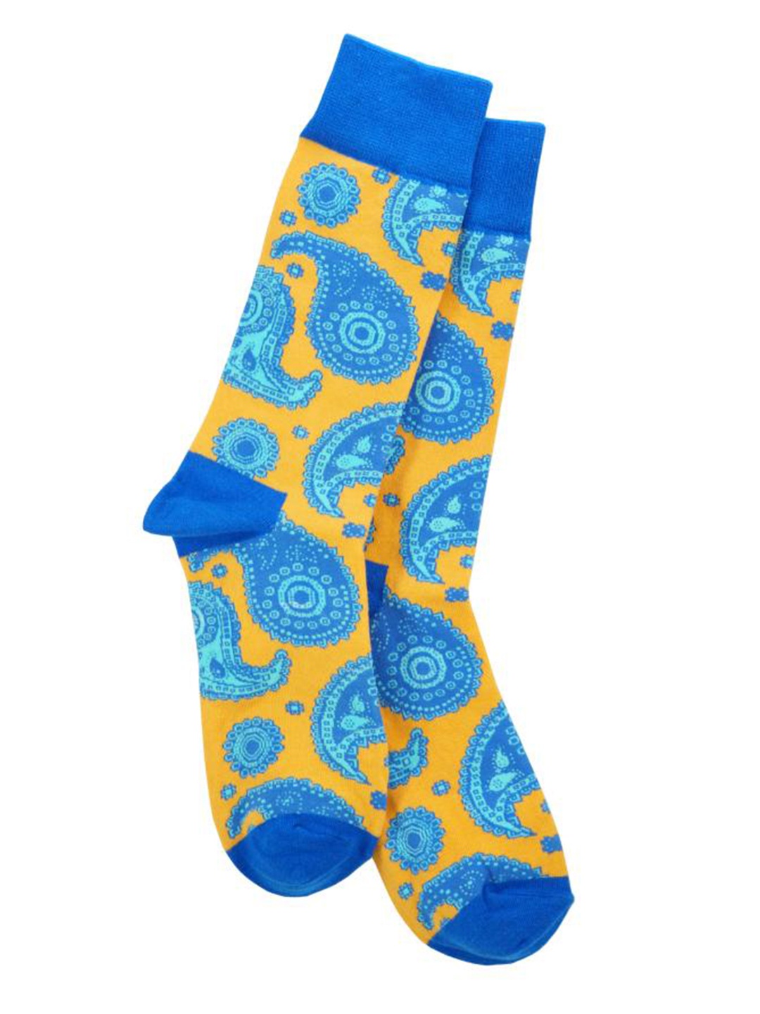 

The Tie Hub Men Paisley Designed Calf-length Socks, Yellow
