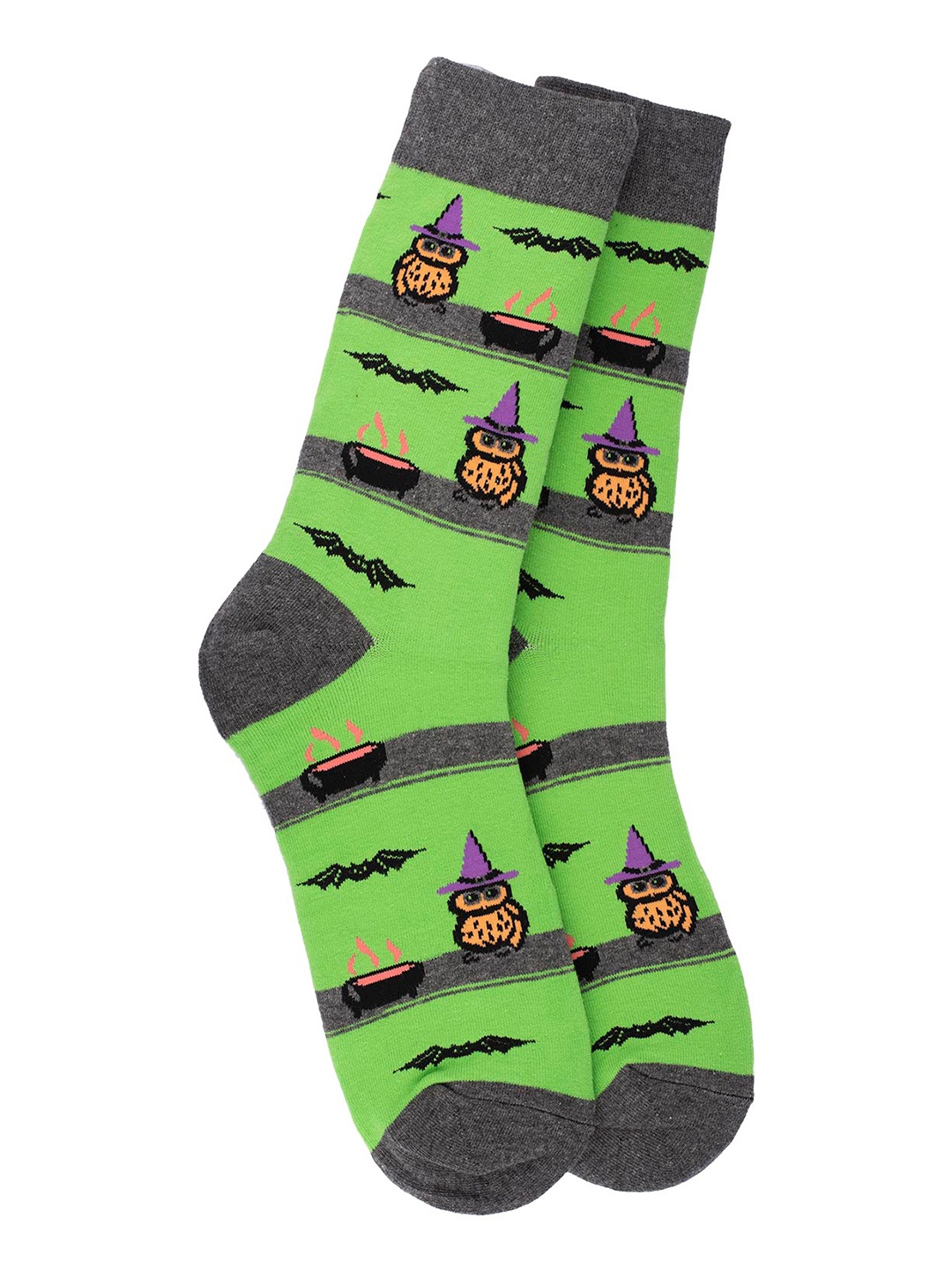 

The Tie Hub Men Halloween Designed Cotton Calf-length Socks, Green