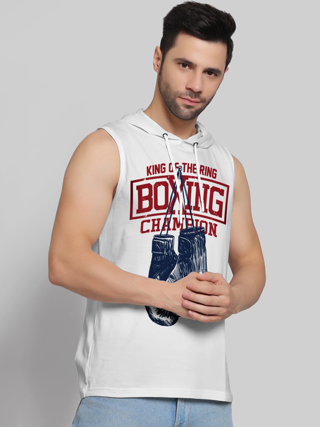 

Juxar Printed Cotton Hooded & Sleeveless Sando Vest HODSDO-020-WHT-XS, White