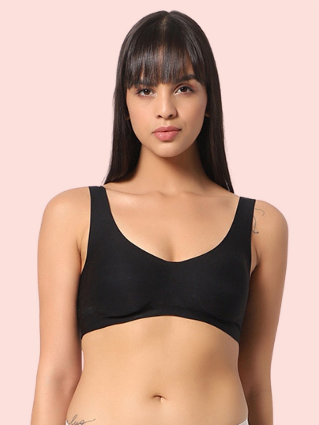 

INTIMATE QUEEN Ceramide Infused Wireless One Size Seamless Bra, Black