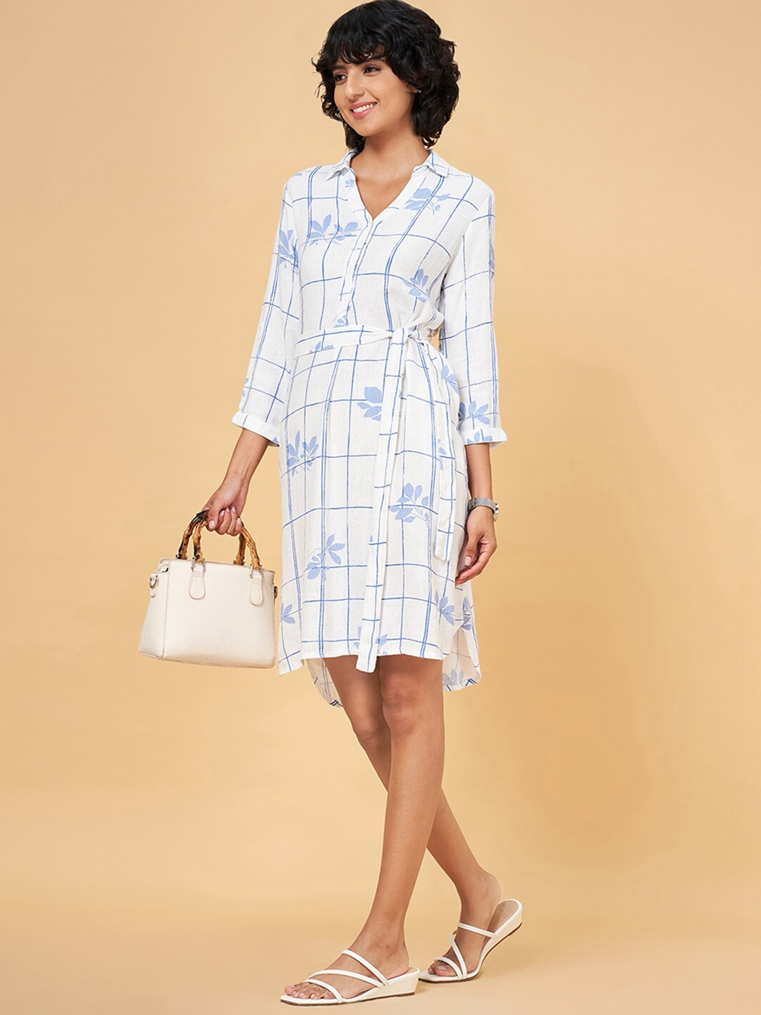 

Annabelle by Pantaloons Checked Formal Shirt Dress, Off white