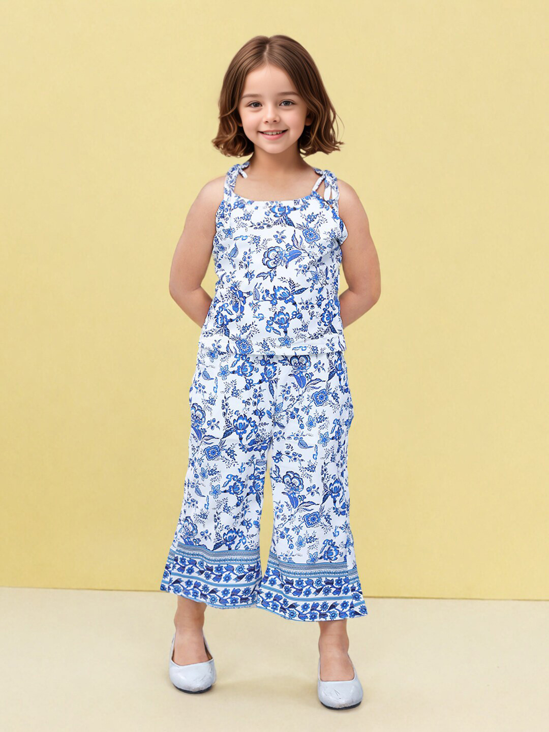 

Toonyport Girls Printed Top With Palazzos, Blue